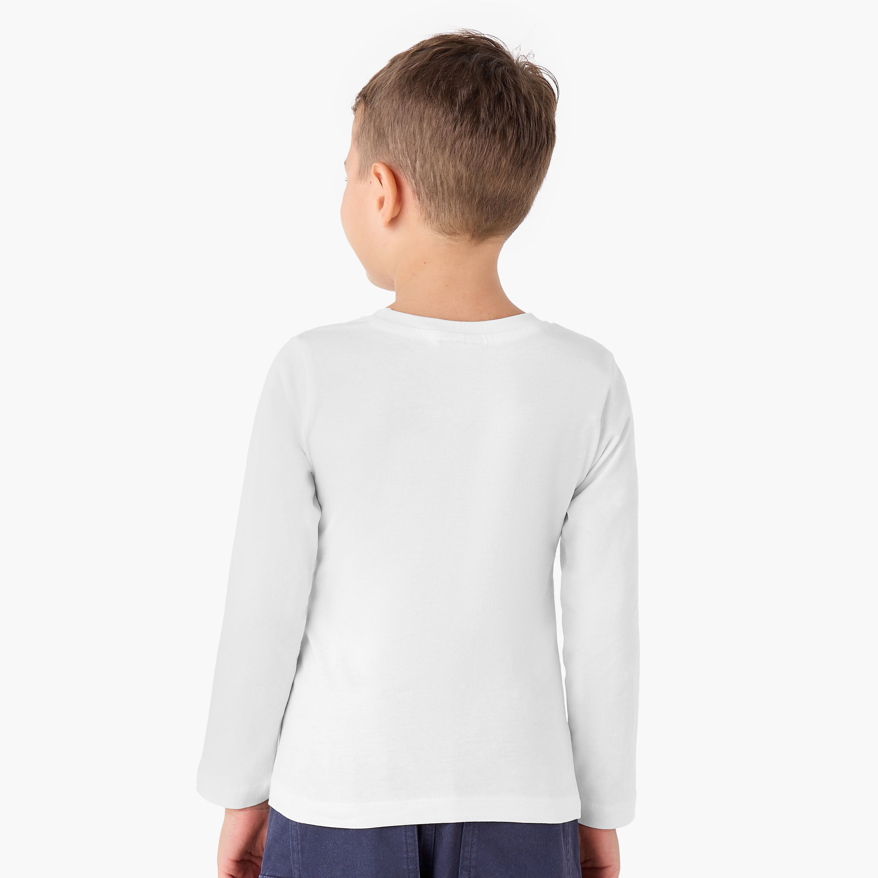 Juniors Boys Crew Neck T-shirt with Graphic Print - Cotton - Long Sleeves