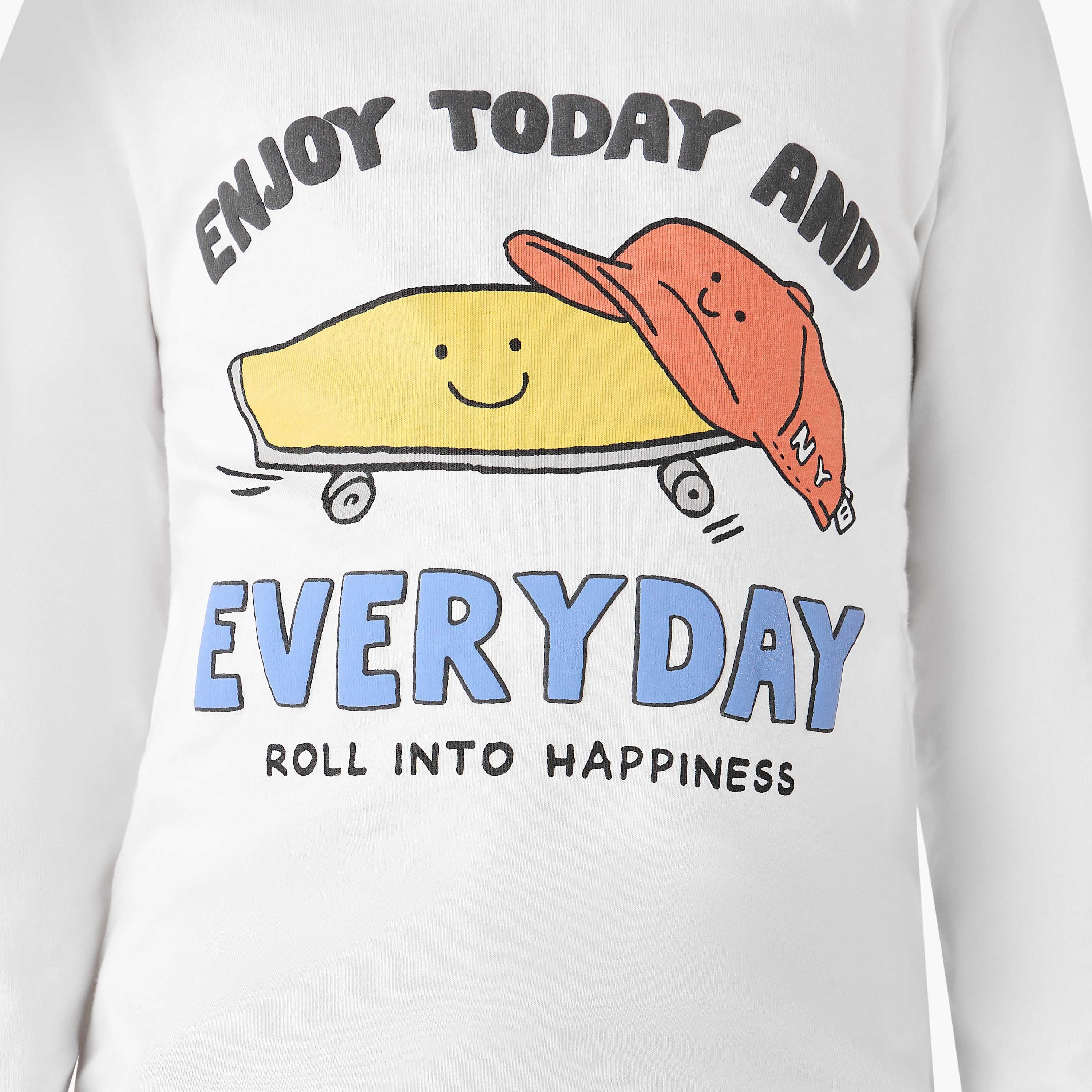 Juniors Boys Crew Neck T-shirt with Graphic Print - Cotton - Long Sleeves