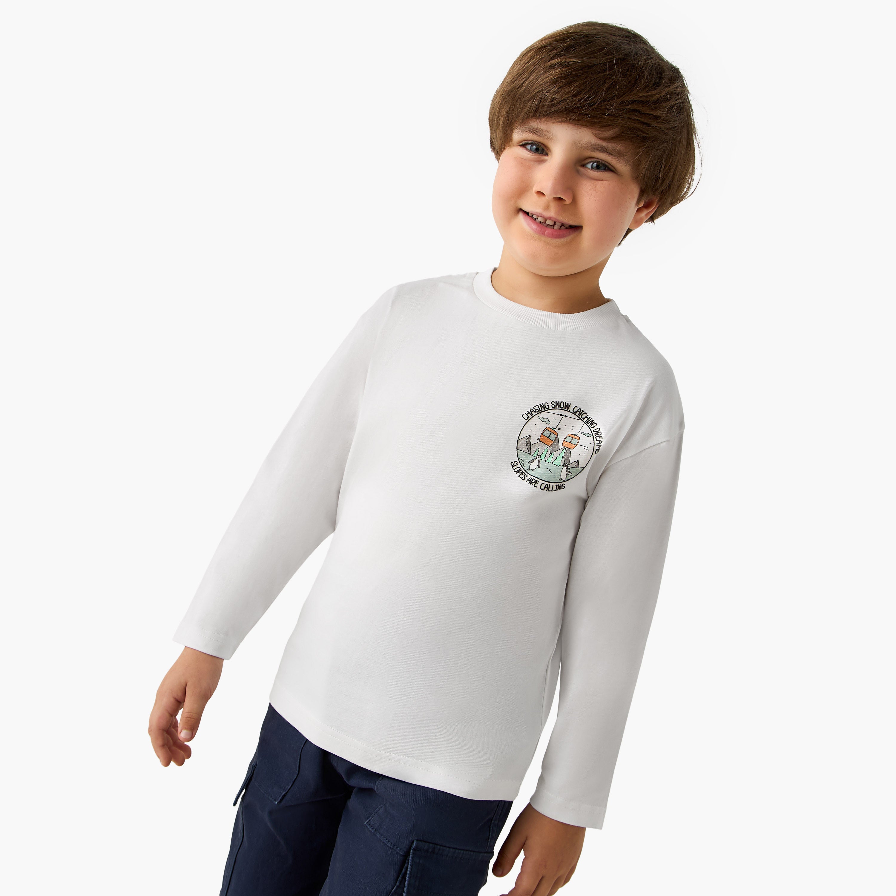 Juniors Boys Crew Neck T-shirt - Cotton - Long Sleeves - Set of 2