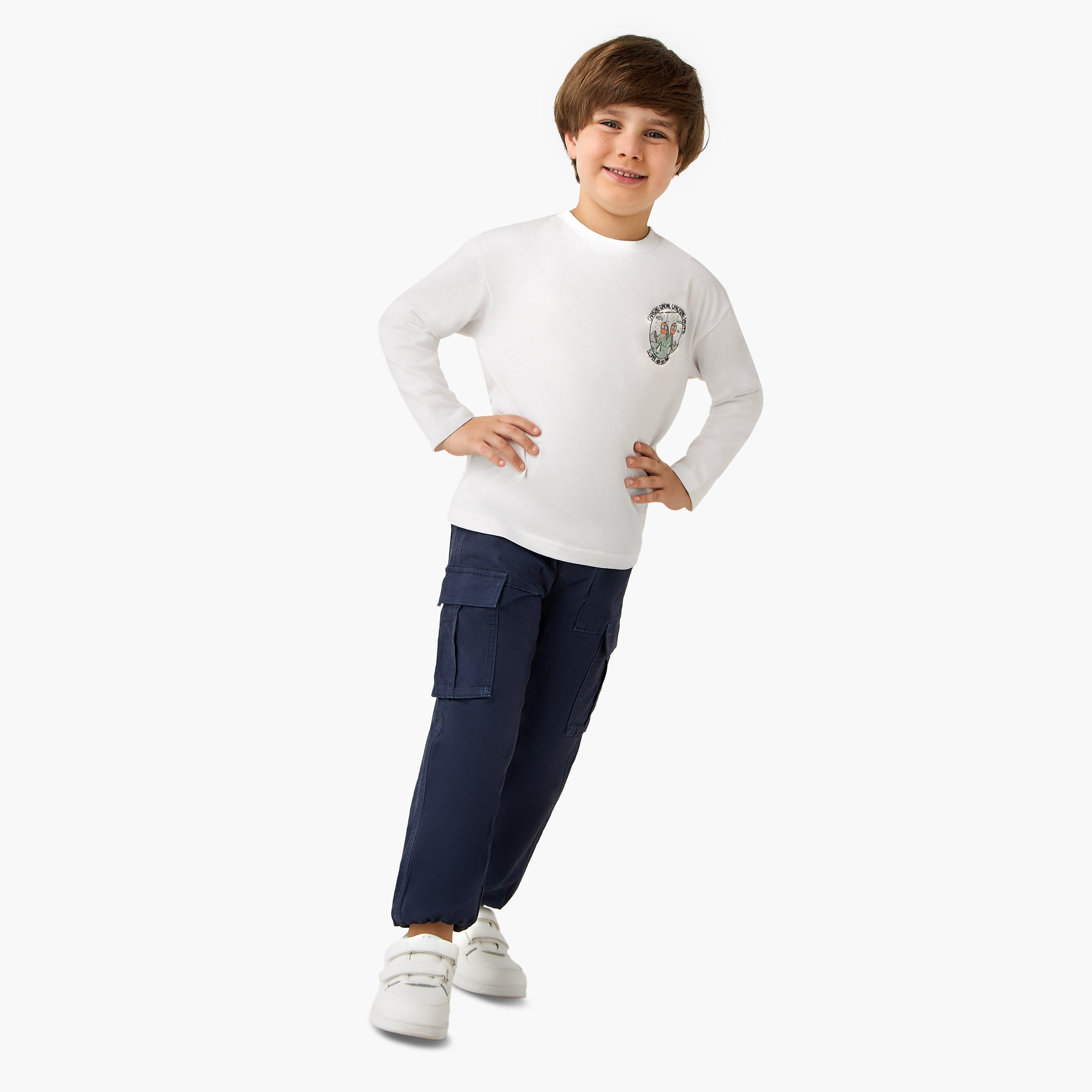 Juniors Boys Crew Neck T-shirt - Cotton - Long Sleeves - Set of 2