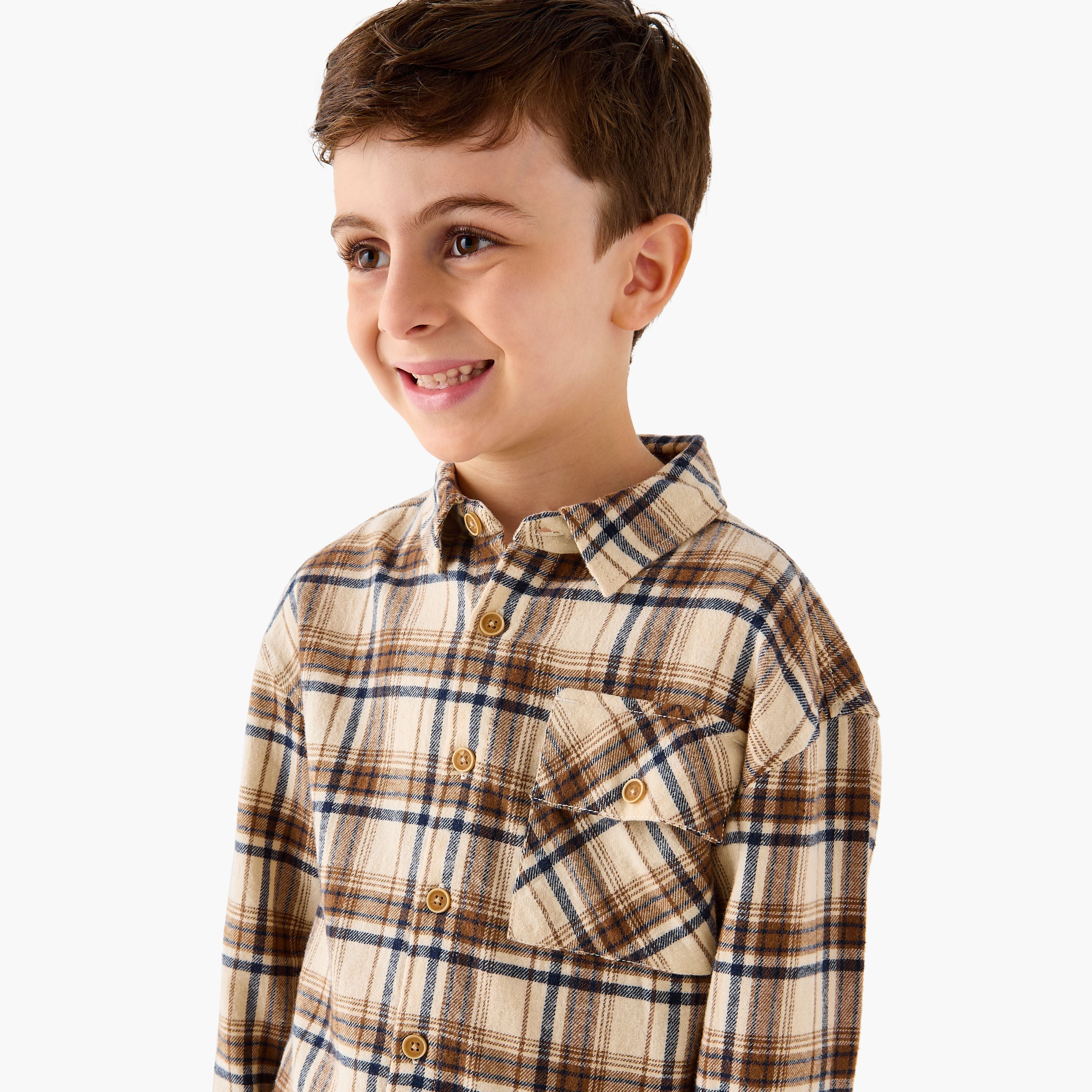 Juniors Checked Shirt with Long Sleeves