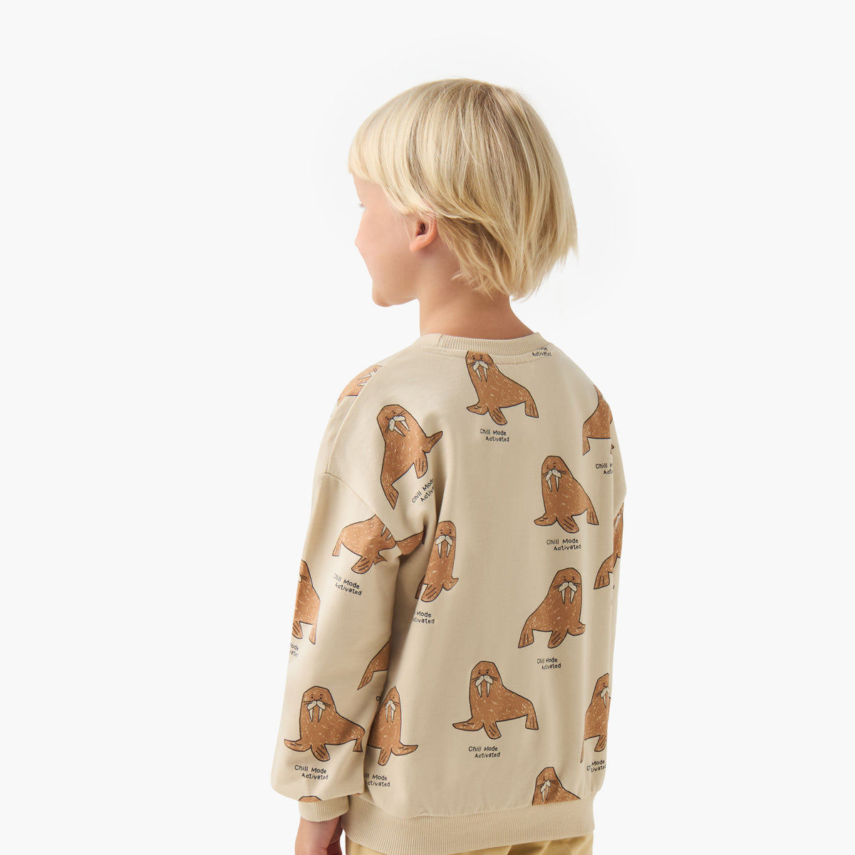 Juniors Walrus Print Pullover with Long Sleeves