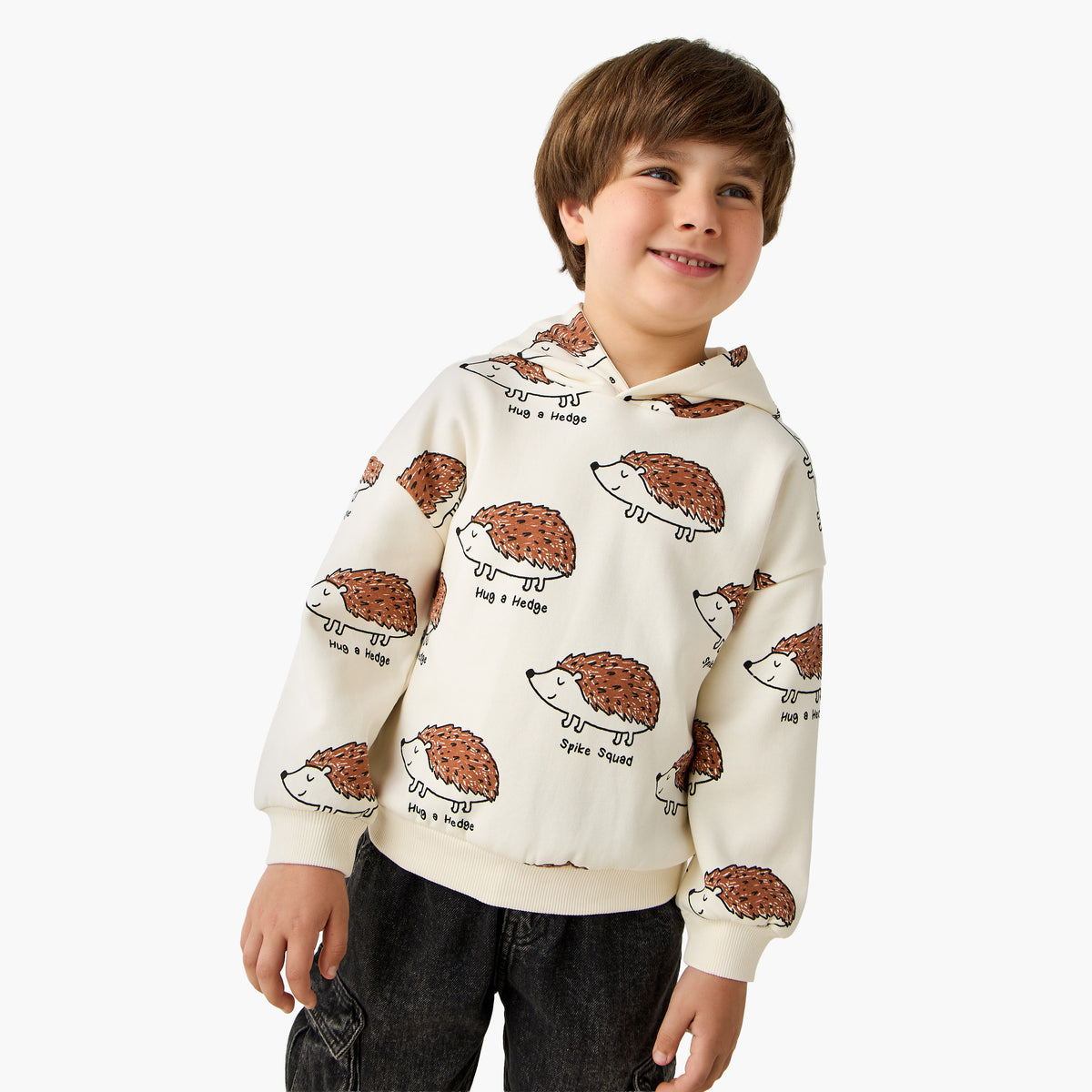 Juniors Printed Hooded Sweatshirt with Long Sleeves