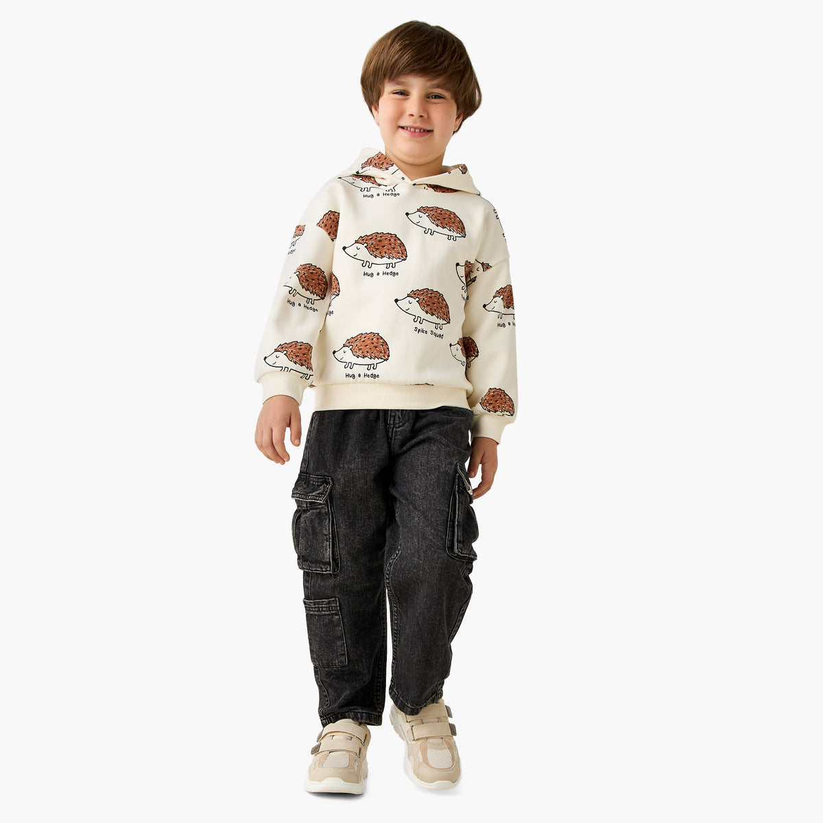 Juniors Printed Hooded Sweatshirt with Long Sleeves