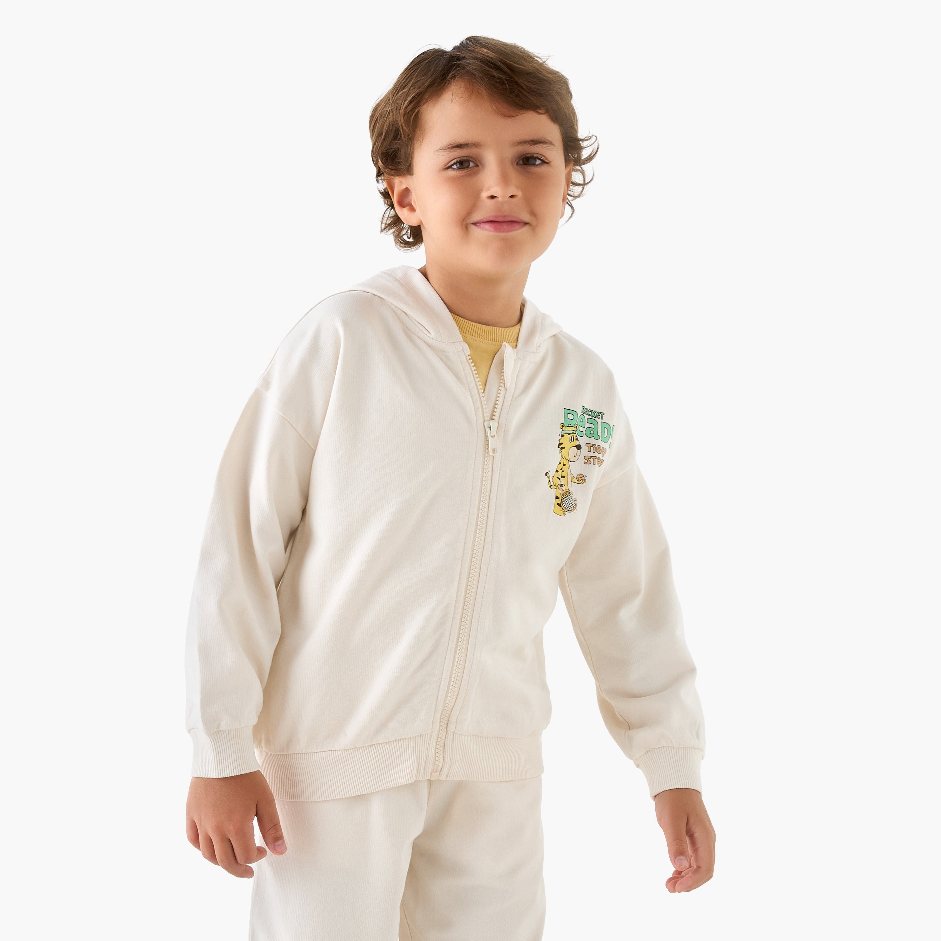 Juniors Tiger Print Hooded Sweatshirt and Joggers Set