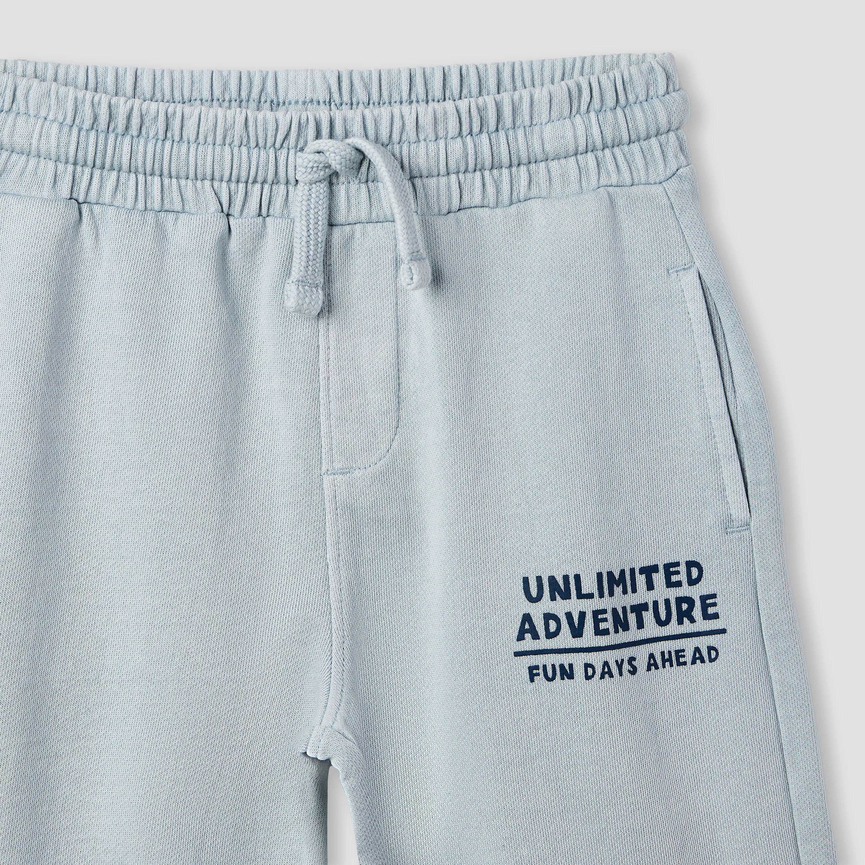 Juniors Boys Sweatshirt and Joggers Set with Text Print - Polyester - Long Sleeves and Collar
