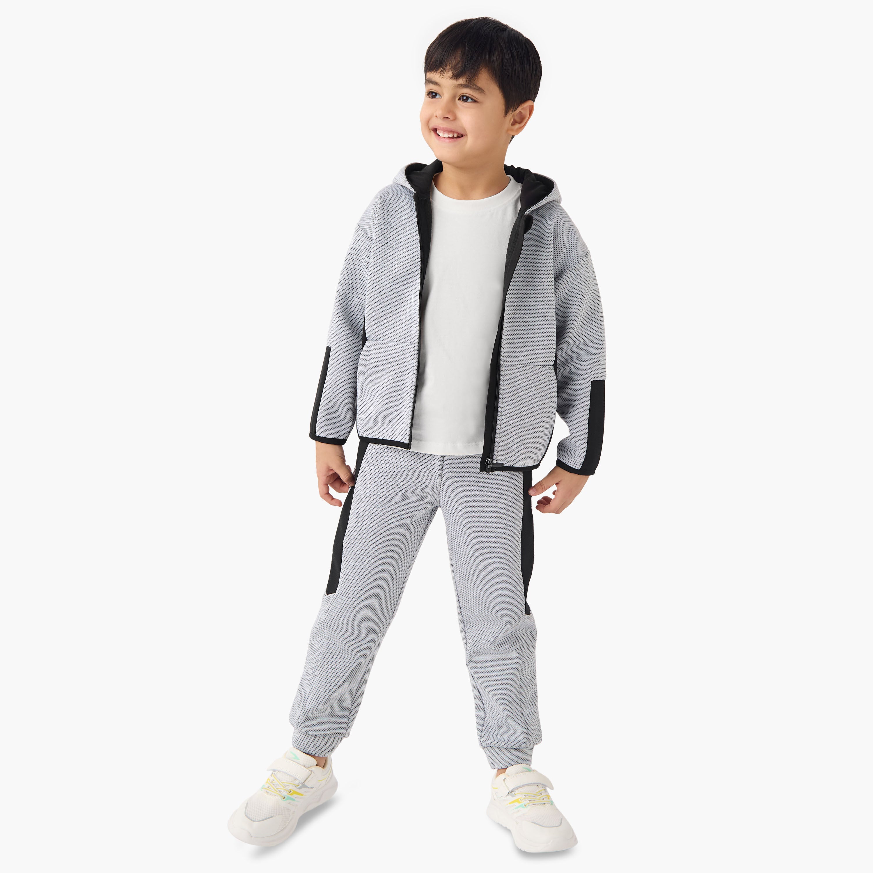 Juniors Textured Hooded Sweatshirt and Joggers Set