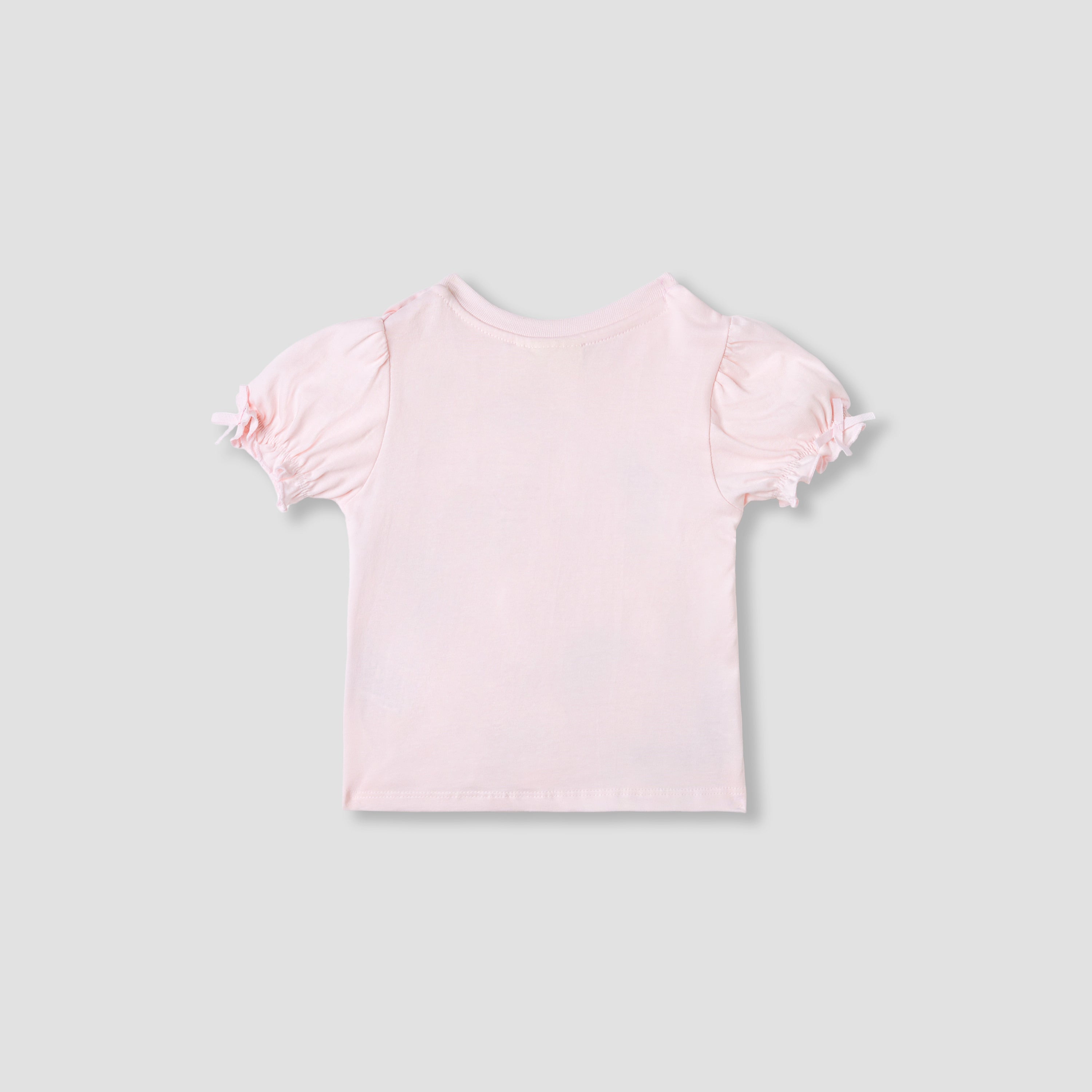 Juniors Printed T-shirt with Puff Sleeves