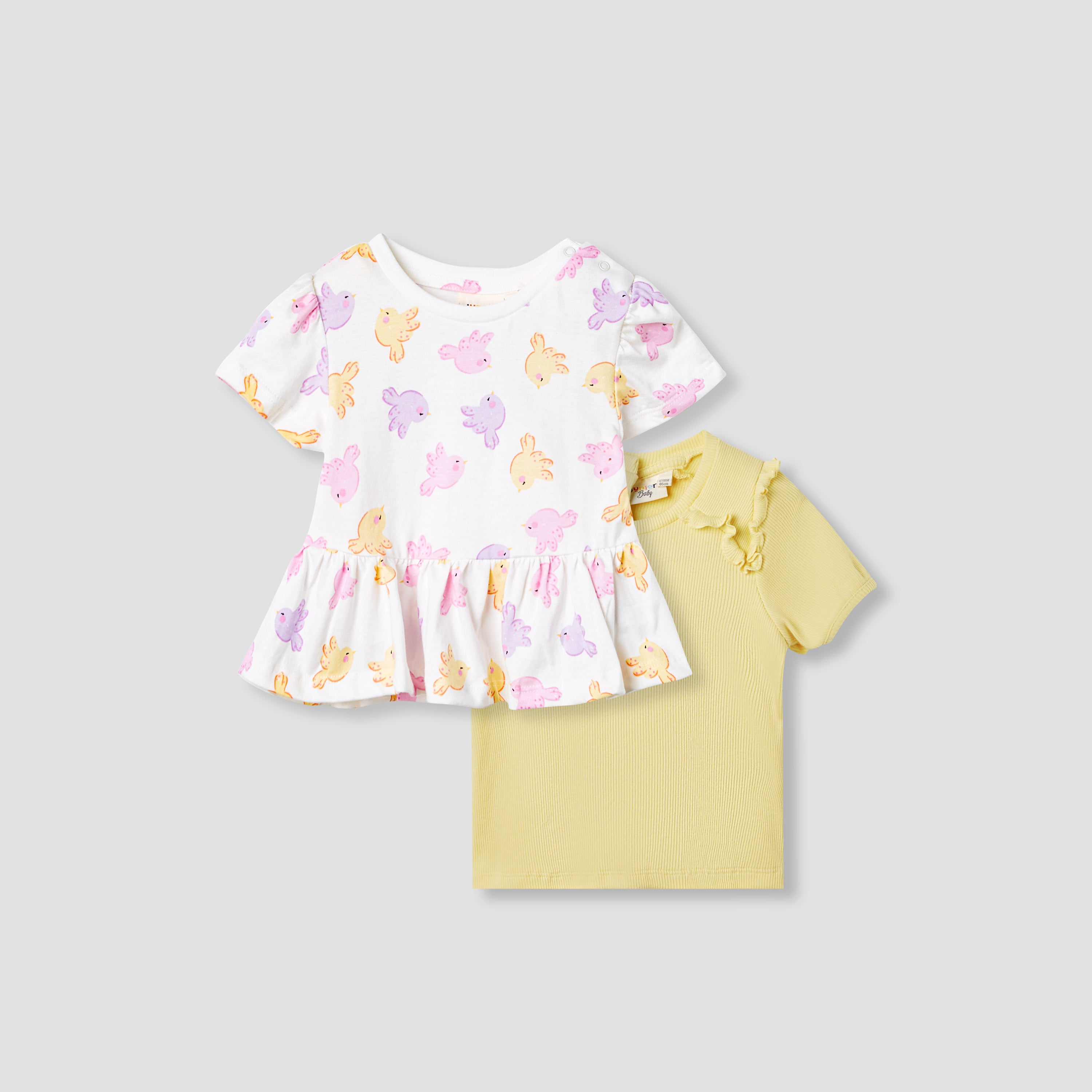 Juniors Bird Print Top - Set of 2 - Multicolour / 12-18 mths
