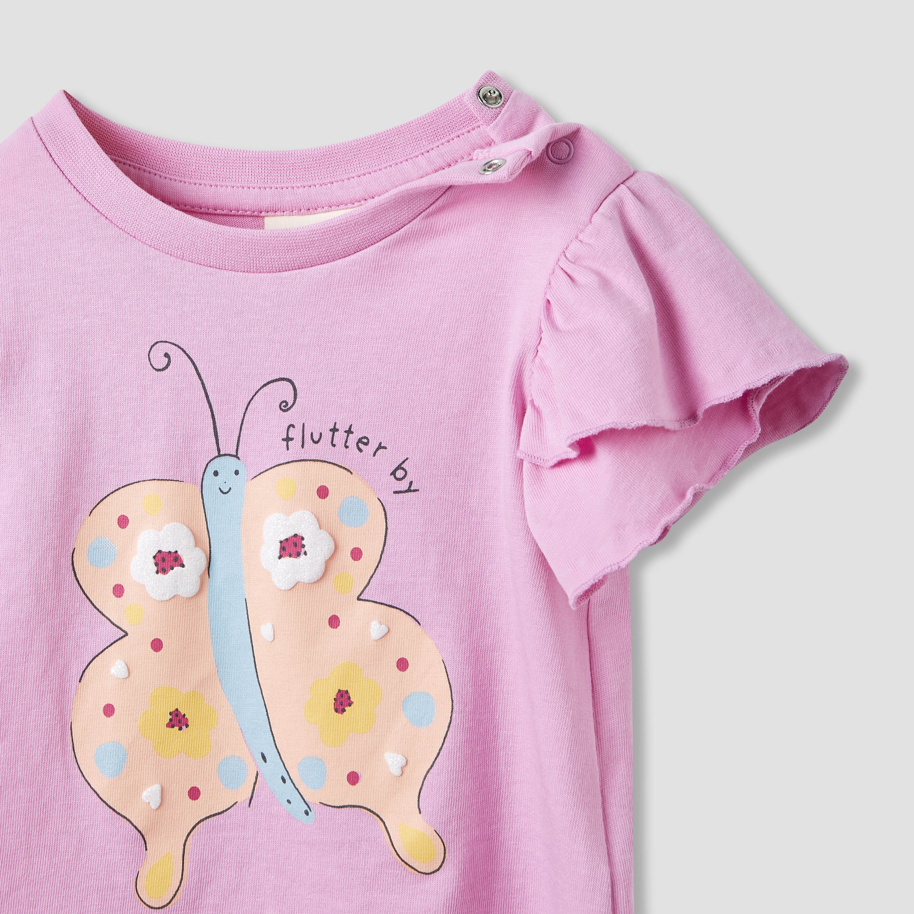 Juniors Printed Top with Ruffle Sleeves - Set of 2