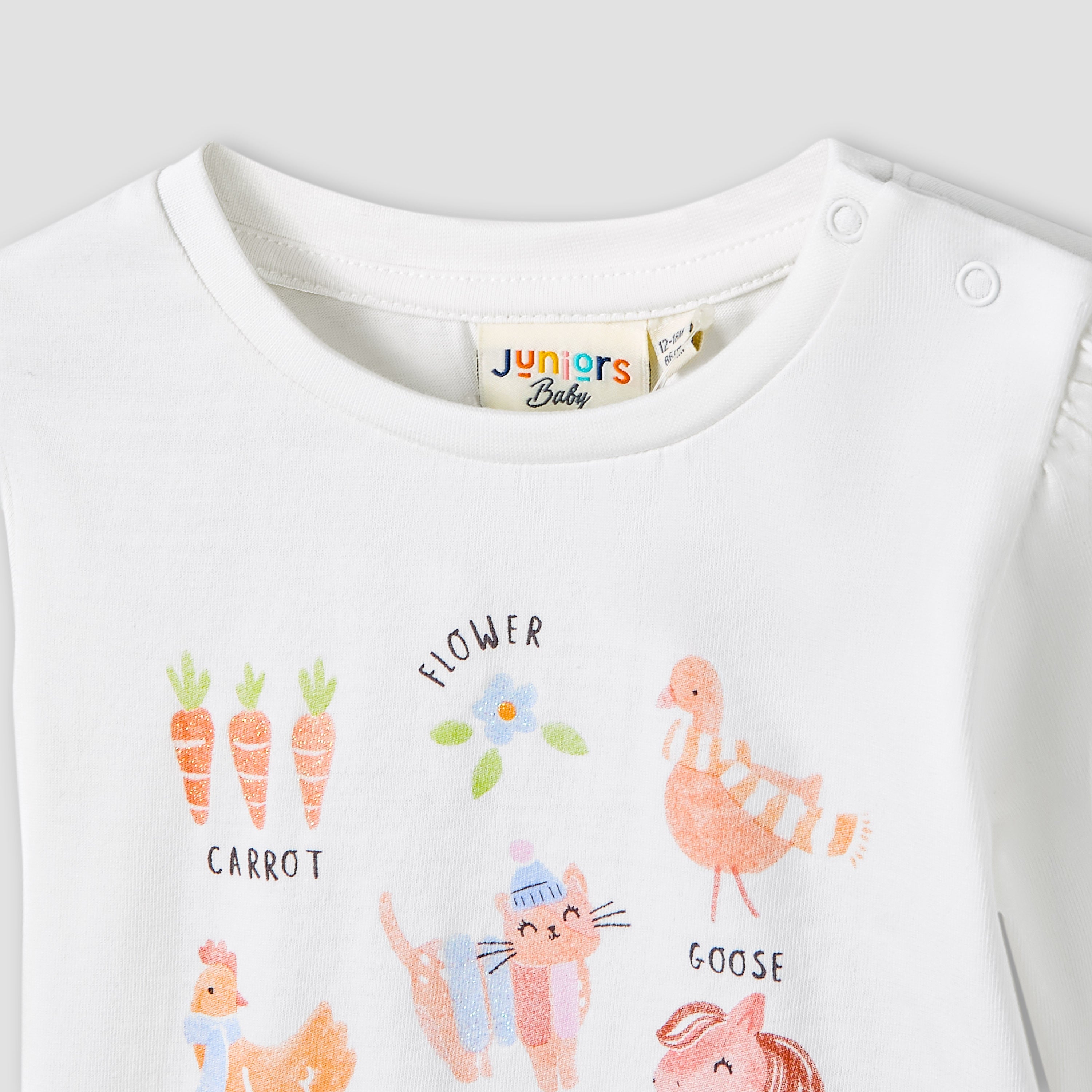 Juniors Girls Round Neck T-shirt with Graphic Print - Cotton - Long Sleeves