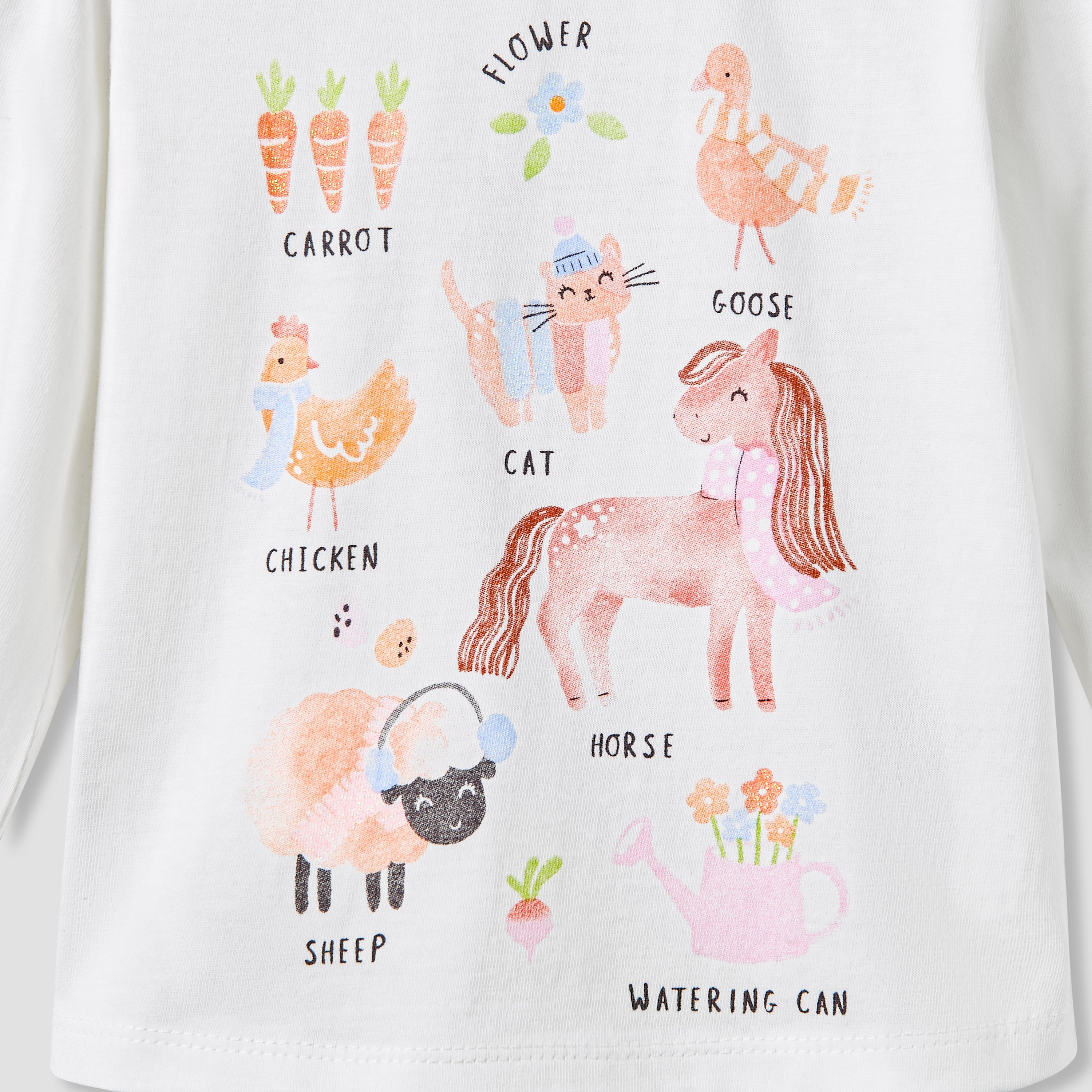 Juniors Girls Round Neck T-shirt with Graphic Print - Cotton - Long Sleeves