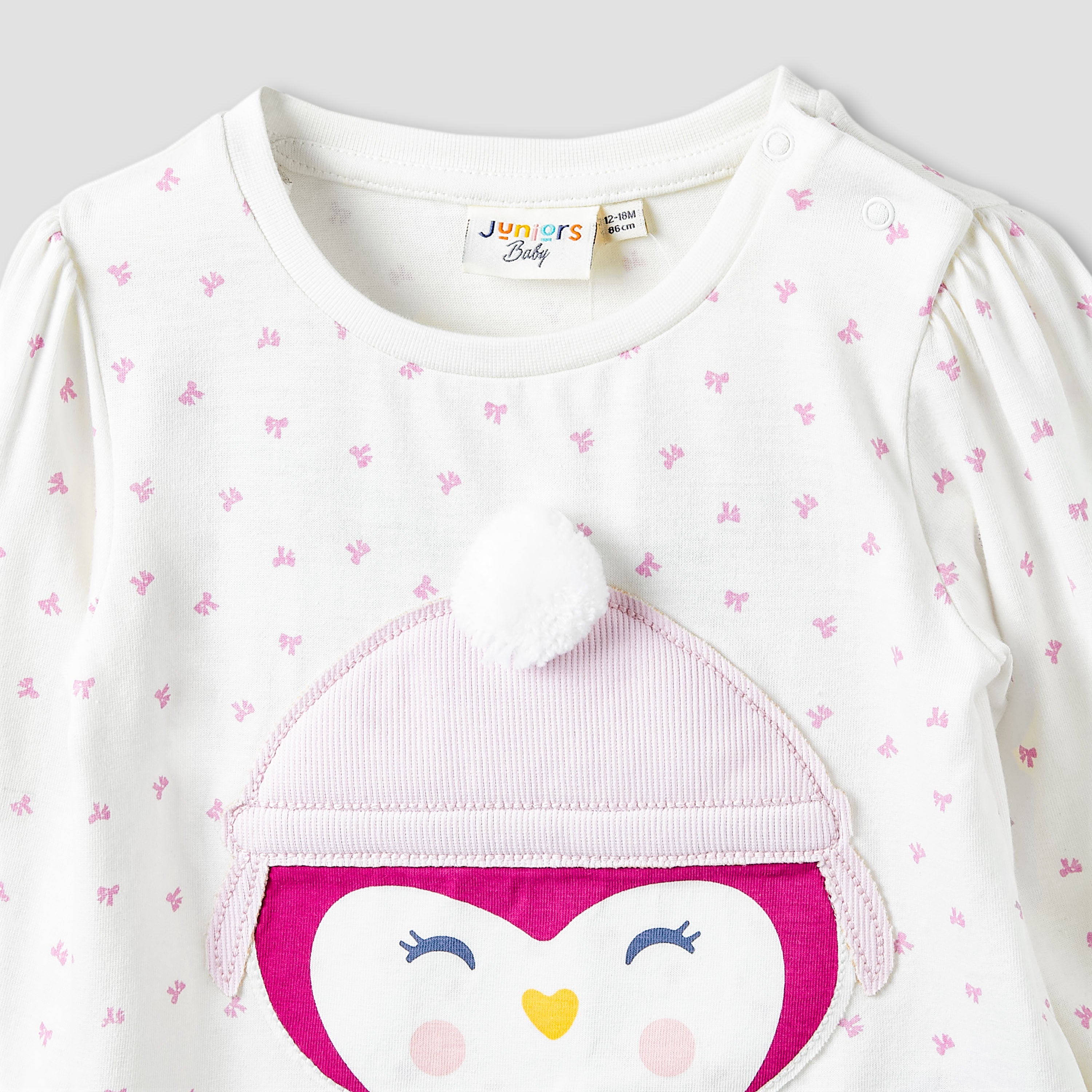Juniors Girls Collar Neck T-shirt with Assorted Print - Cotton - Long Sleeves - Set of 2