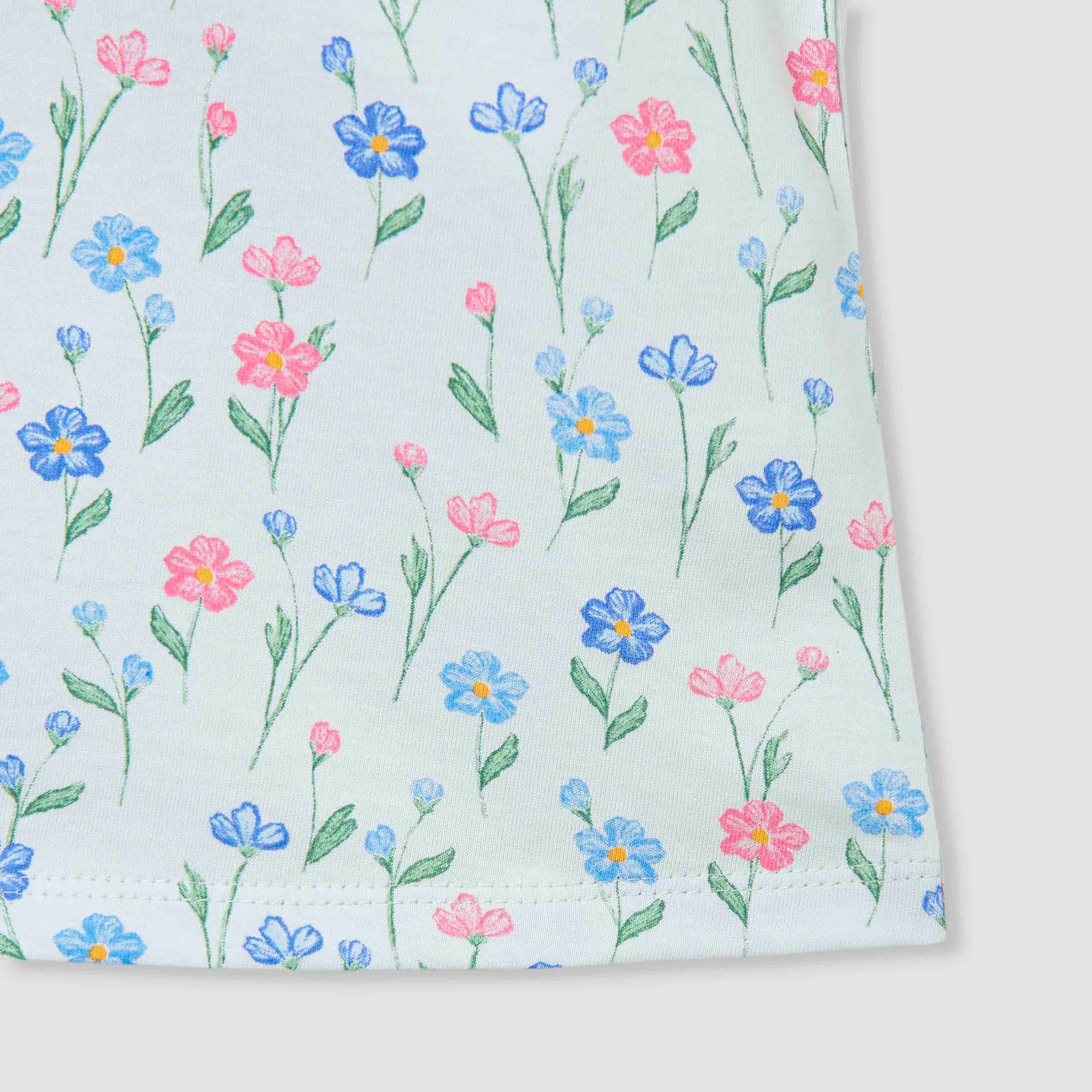 Juniors Floral Print Top with Puff Sleeves