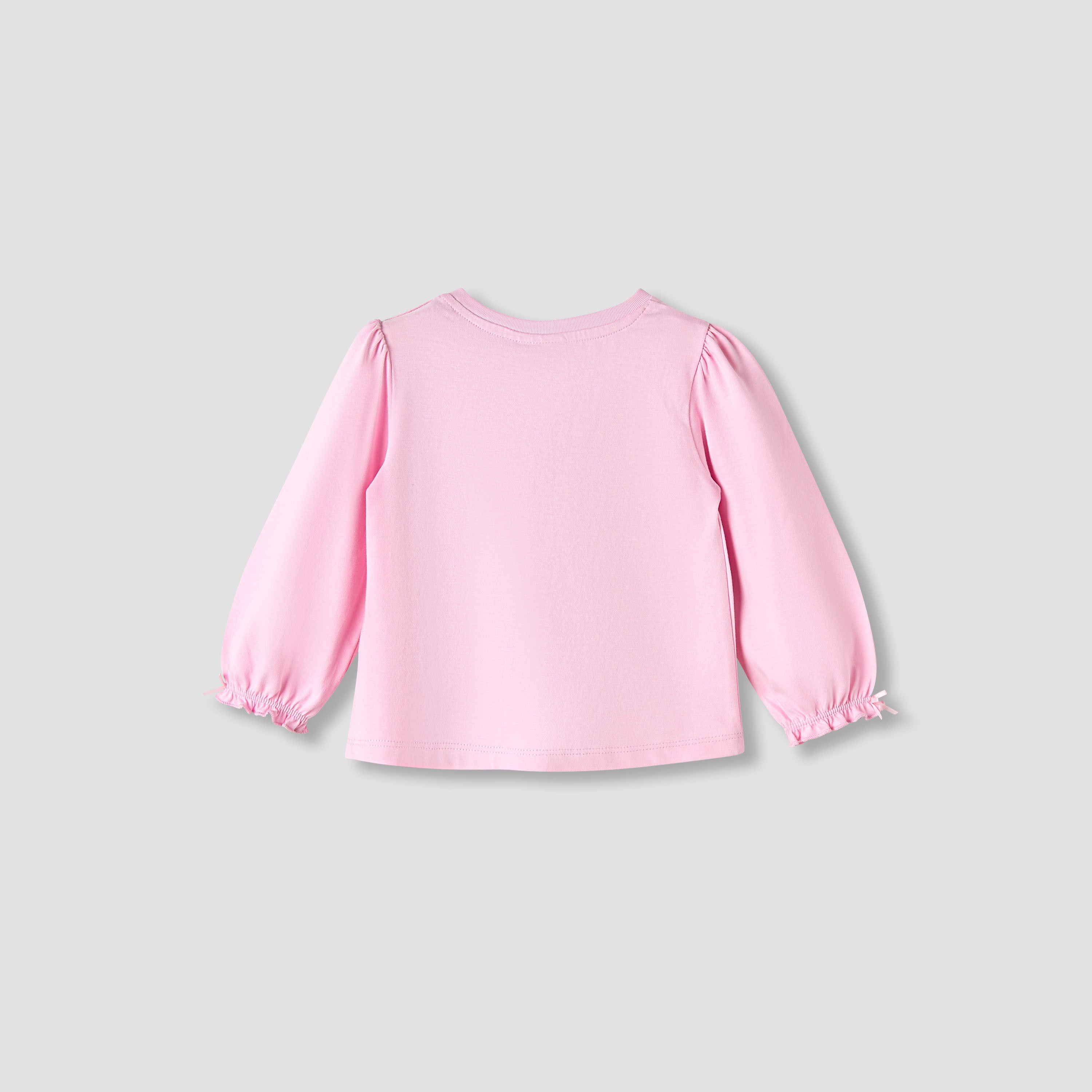 Juniors Girls Round Neck T-shirt with Snap Button Closure - Cotton - Long Sleeves