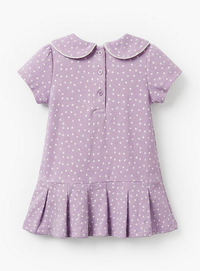 Juniors Polka Dot Print Dress with Short Sleeves and Peter Pan Collar-baby-girls-clothing-dressesandjumpsuits-image-2