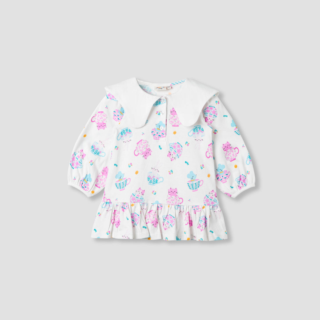 Juniors Printed Dress with Sailor Collar
