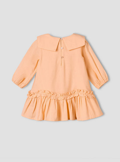 Juniors Collared Long Sleeves A-Line Dress with Ruffled Hem-baby-girls-clothing-dressesandjumpsuits-image-3