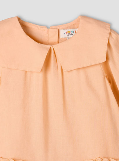Juniors Collared Long Sleeves A-Line Dress with Ruffled Hem-baby-girls-clothing-dressesandjumpsuits-image-4