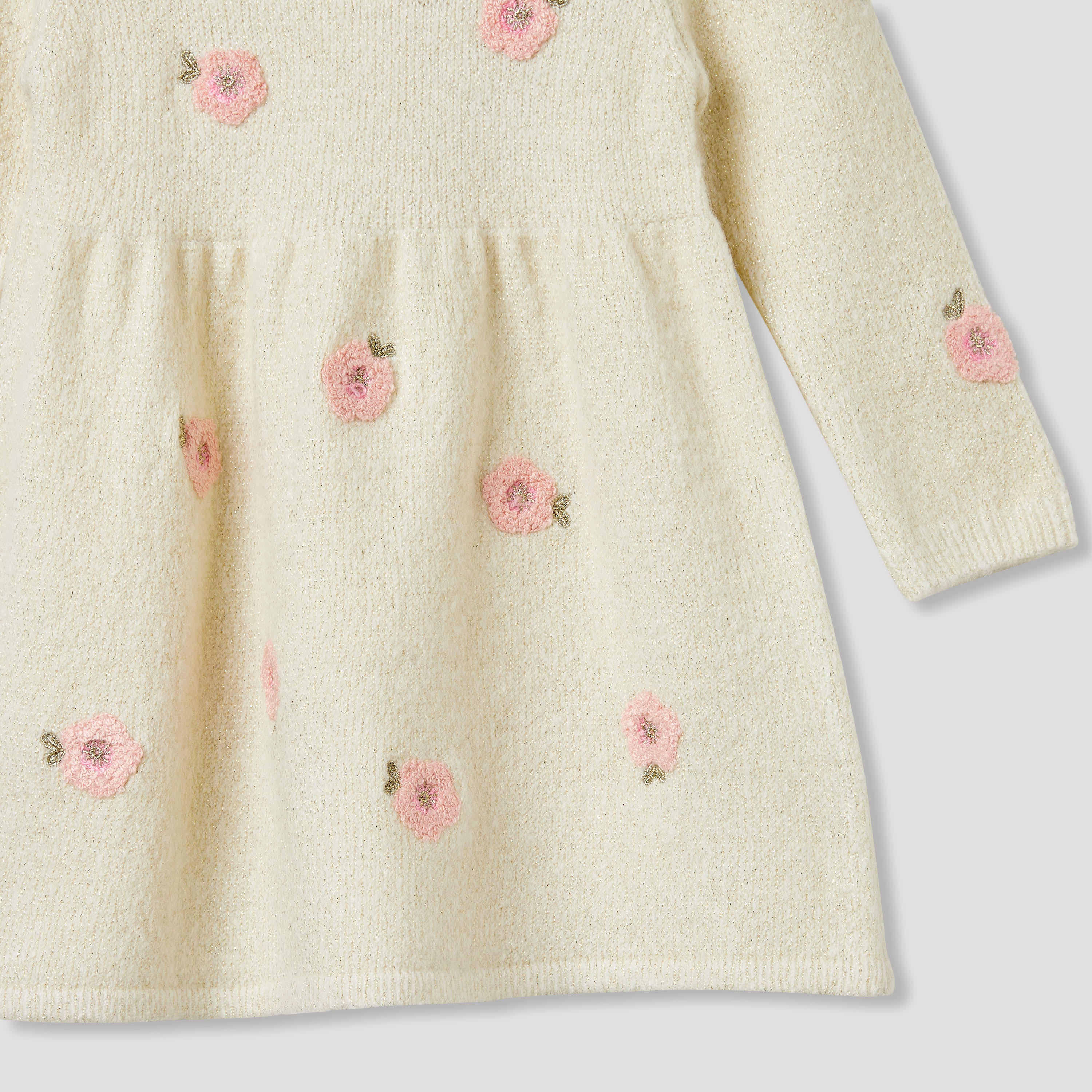 Juniors Floral Embroidered Dress with Tights