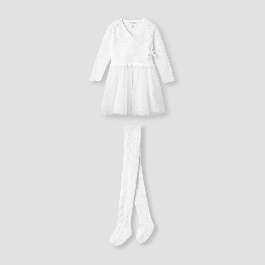 Juniors Textured V-neck Dress and Tights Set