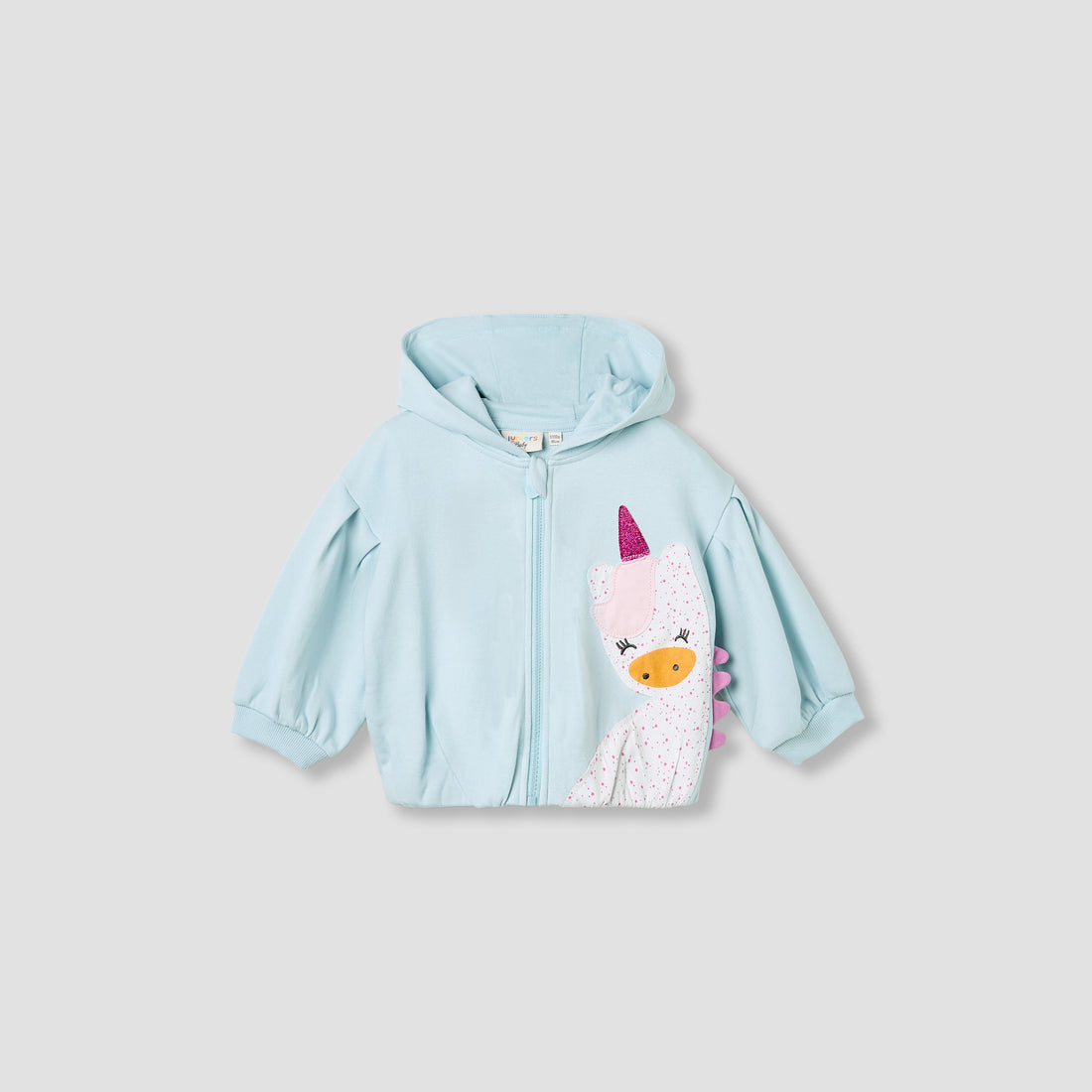 Juniors Unicorn Applique Hooded Sweatshirt with Long Sleeves
