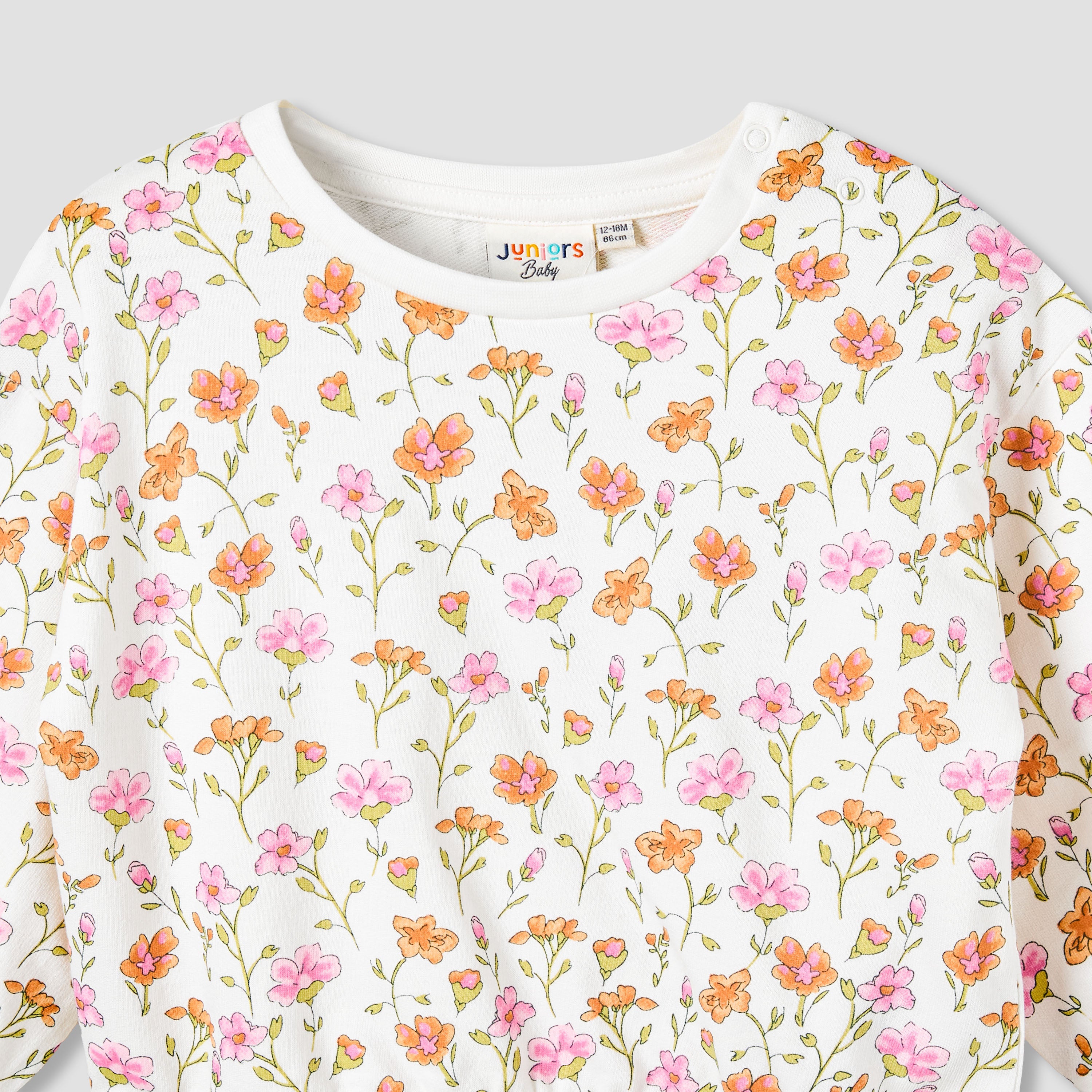 Juniors Crew Neck Long Sleeves Sweatshirt and Pants Set with Floral Print