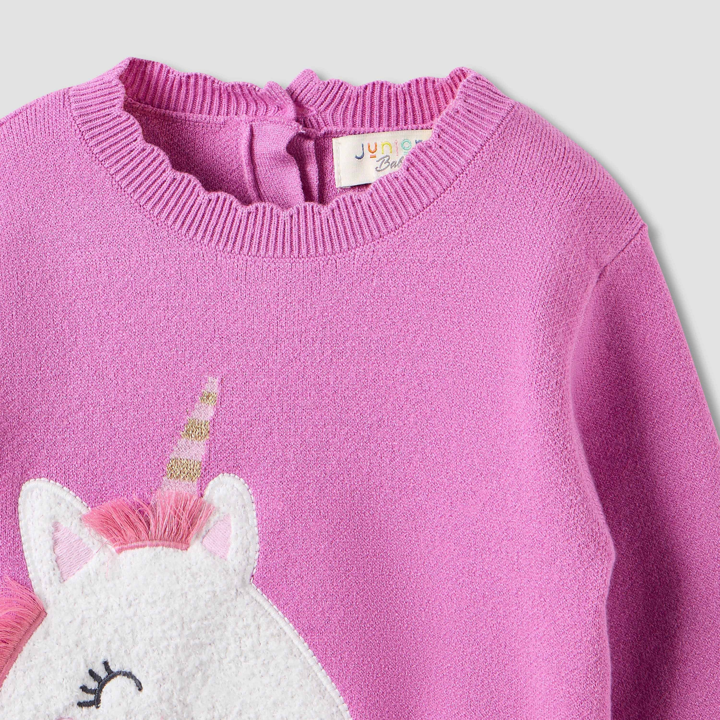 Juniors Unicorn Applique Sweater and Flared Pants Set