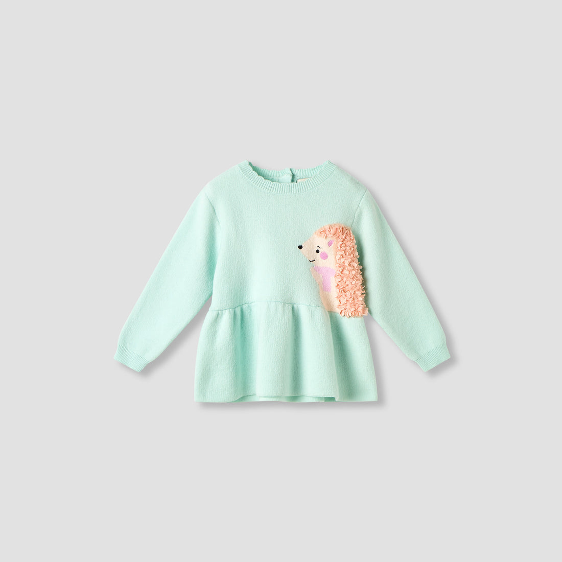 Juniors Round Neck Long Sleeve Peplum Sweater and Pants Set with Applique Accent