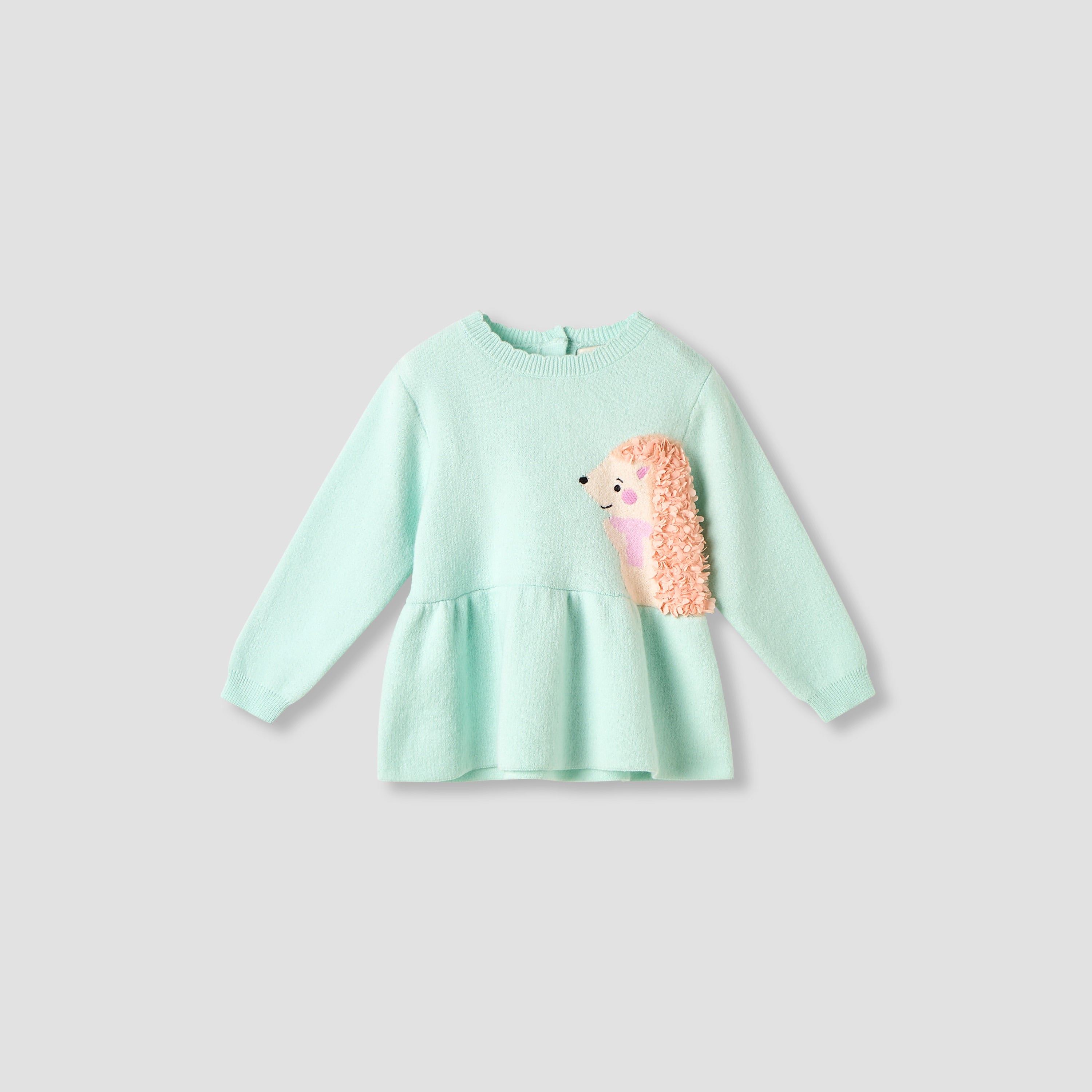 Juniors Round Neck Long Sleeve Peplum Sweater and Pants Set with Applique Accent