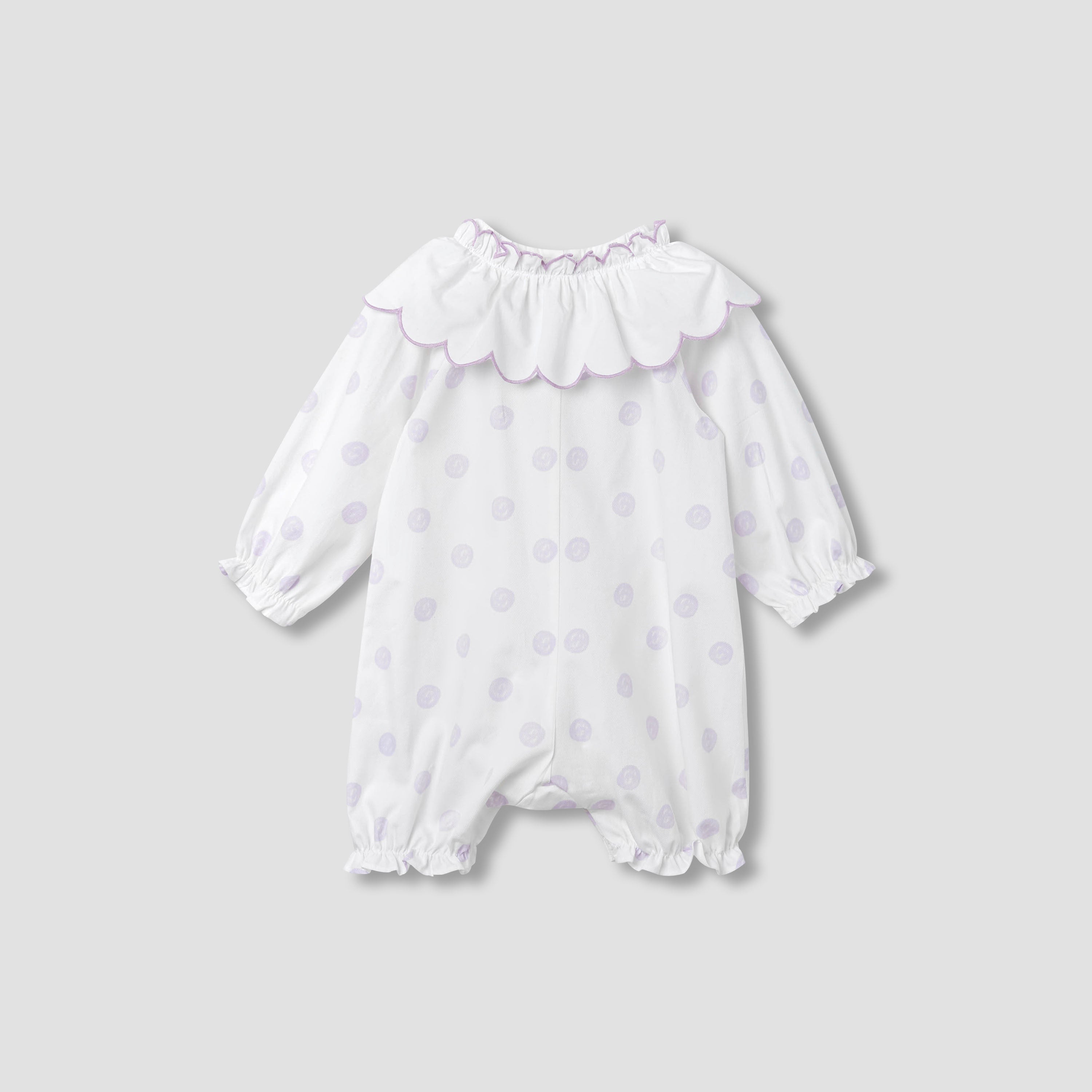 Juniors Polka Dot Print Romper with Collar and Bow Accent