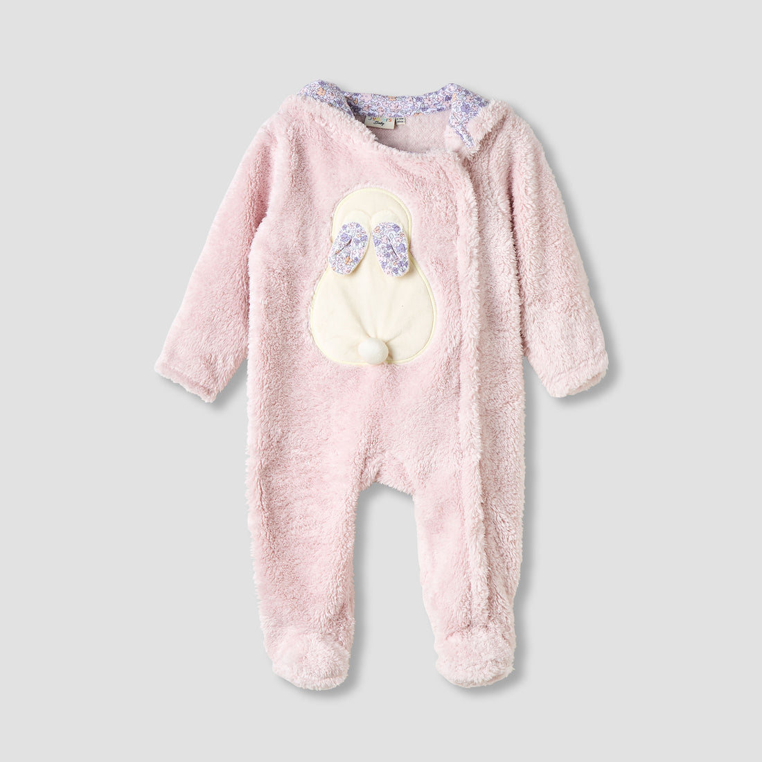 Juniors Hooded Closed Feet Romper with Fleece Texture - Long Sleeves