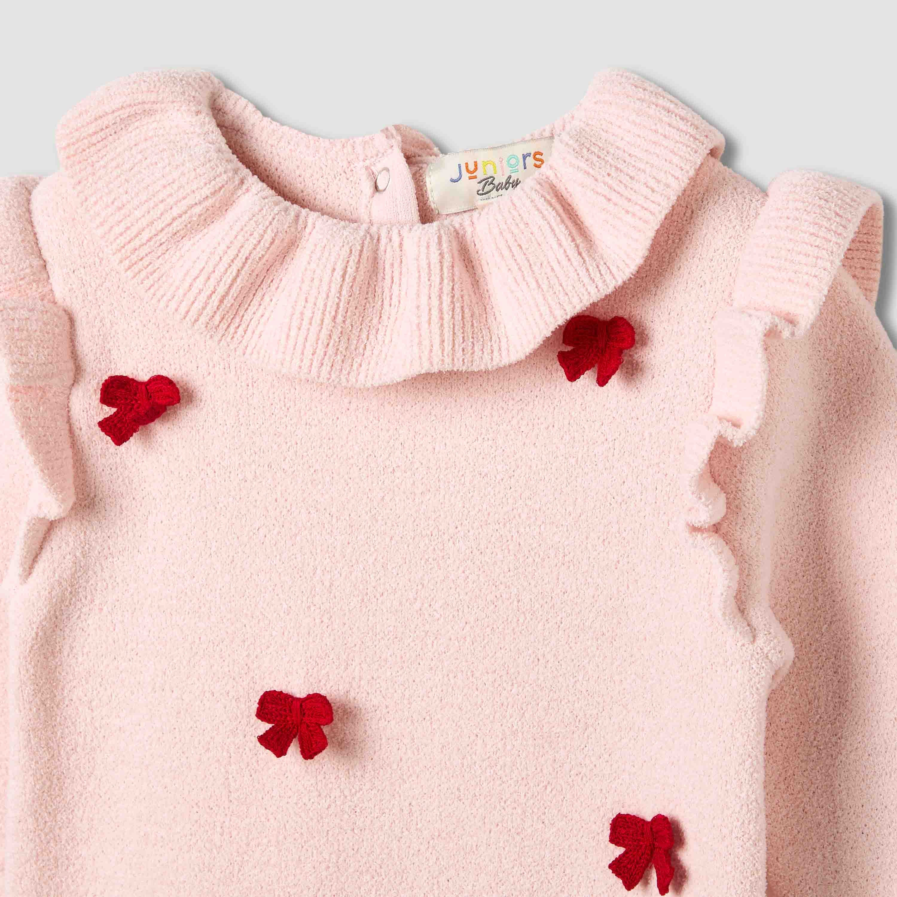 Juniors Bow Accent Sleepsuit with Collar