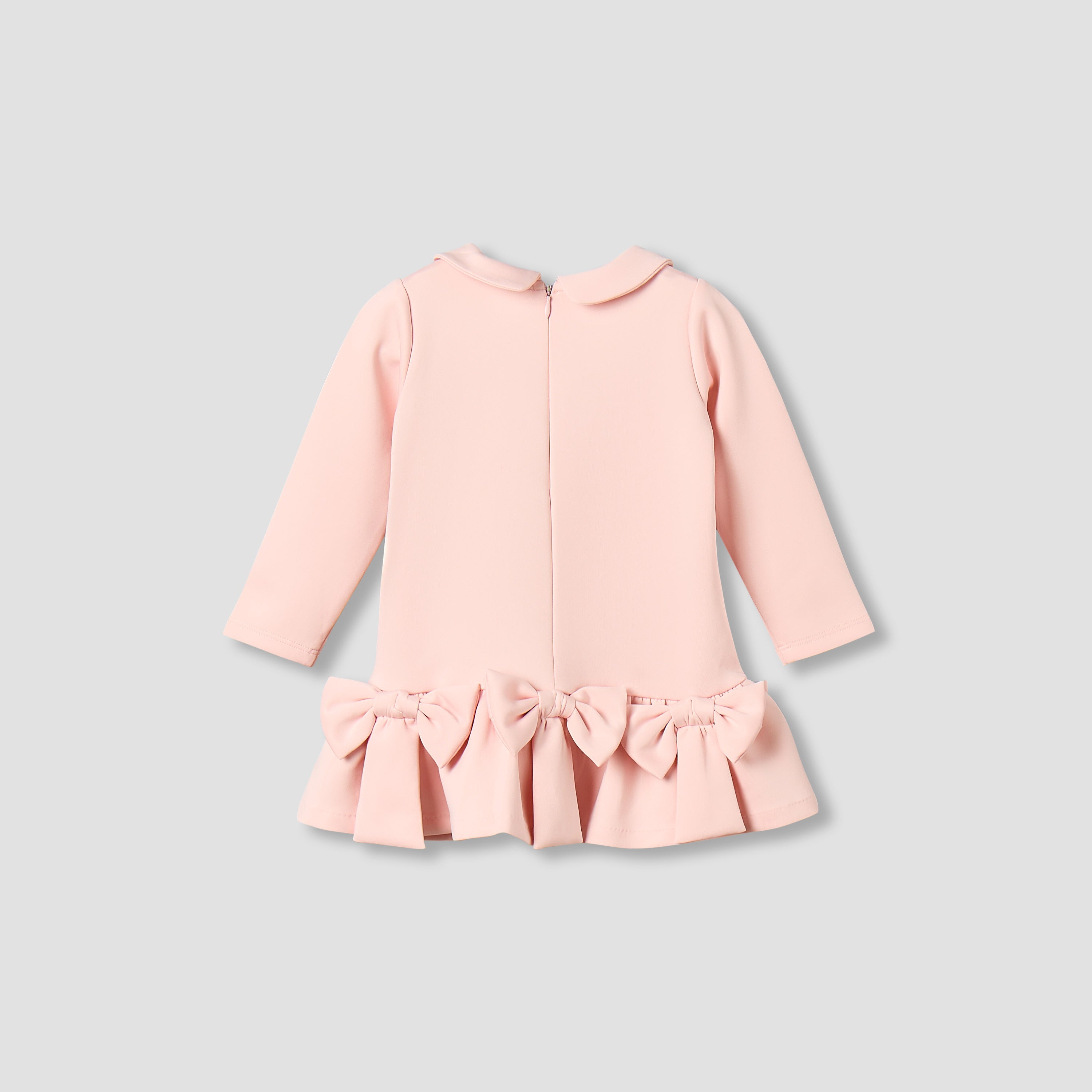 Juniors Peter Pan Collar Long Sleeve Dress with Zip Closure