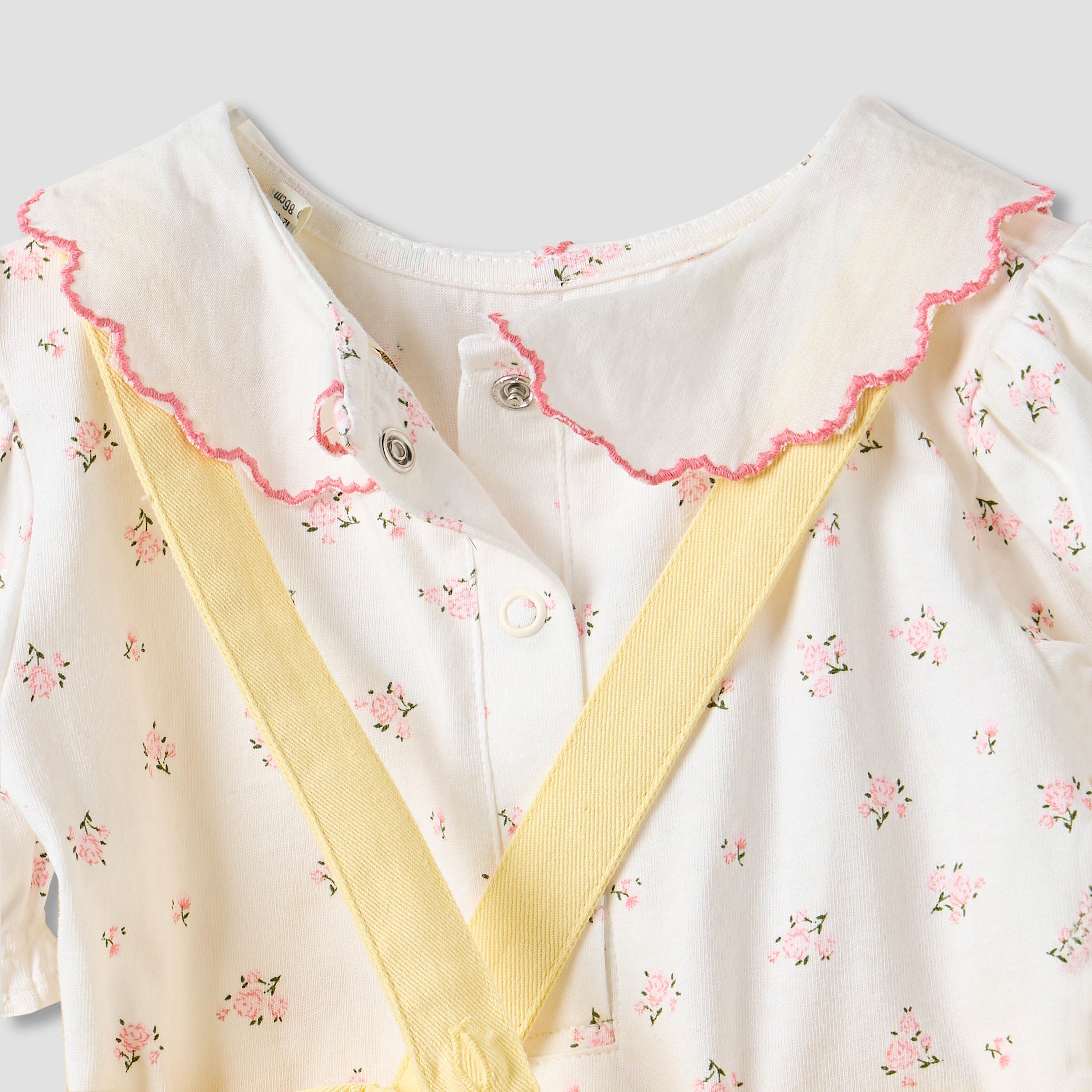 Juniors Cat Embroidered Pinafore and Collared Top Set