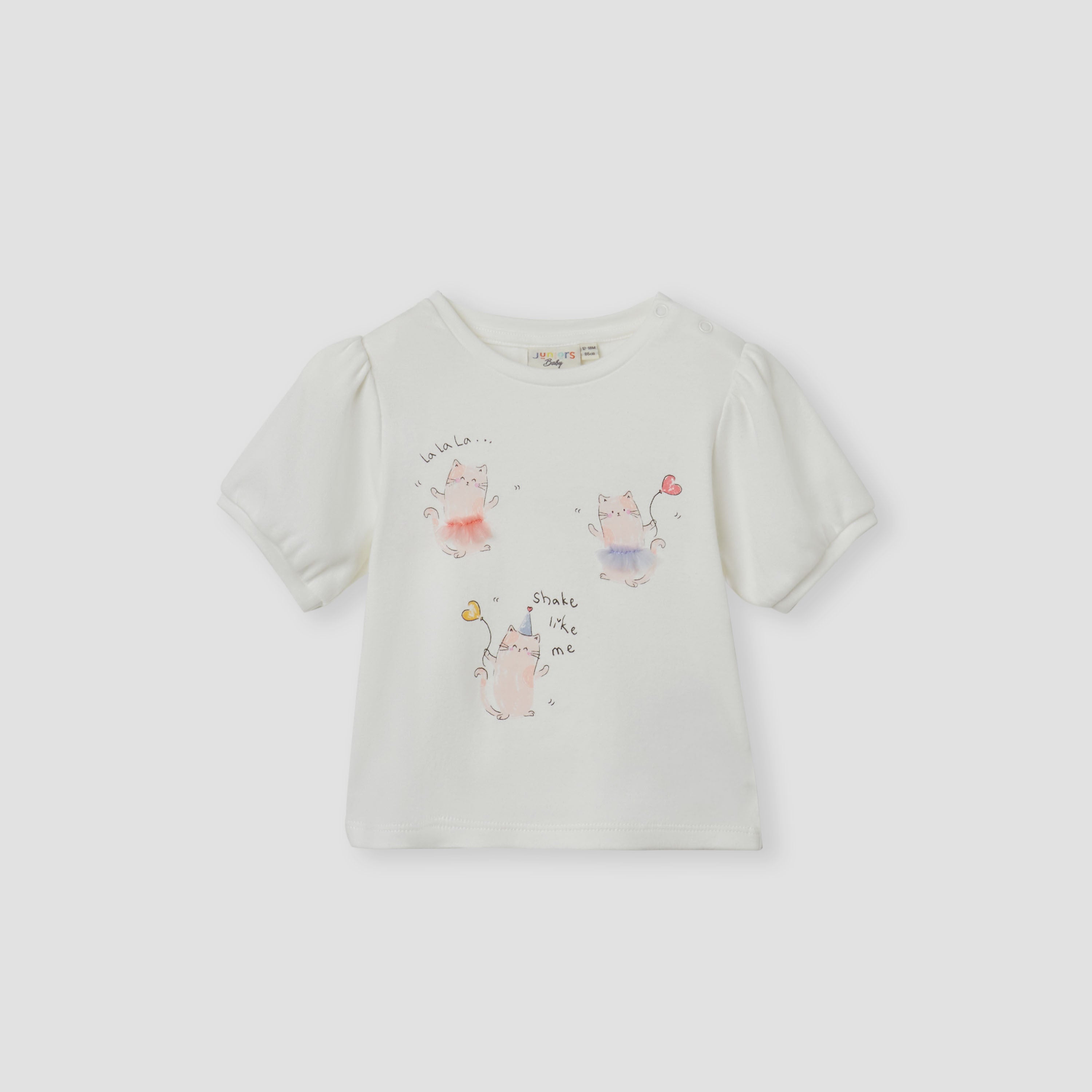 Juniors Cat Print Top with Crew Neck and Headband Set