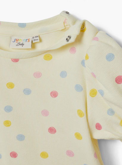 Juniors Bunny Applique Dungaree and Polka Dot Print T-shirt Set-baby-girls-clothing-setsandcoords-image-4