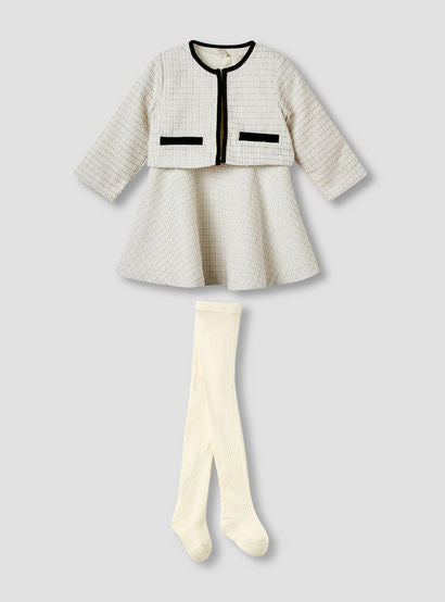 Giggles Textured Dress with Jacket and Stockings-baby-girls-clothing-winterwear-dresses-image-2