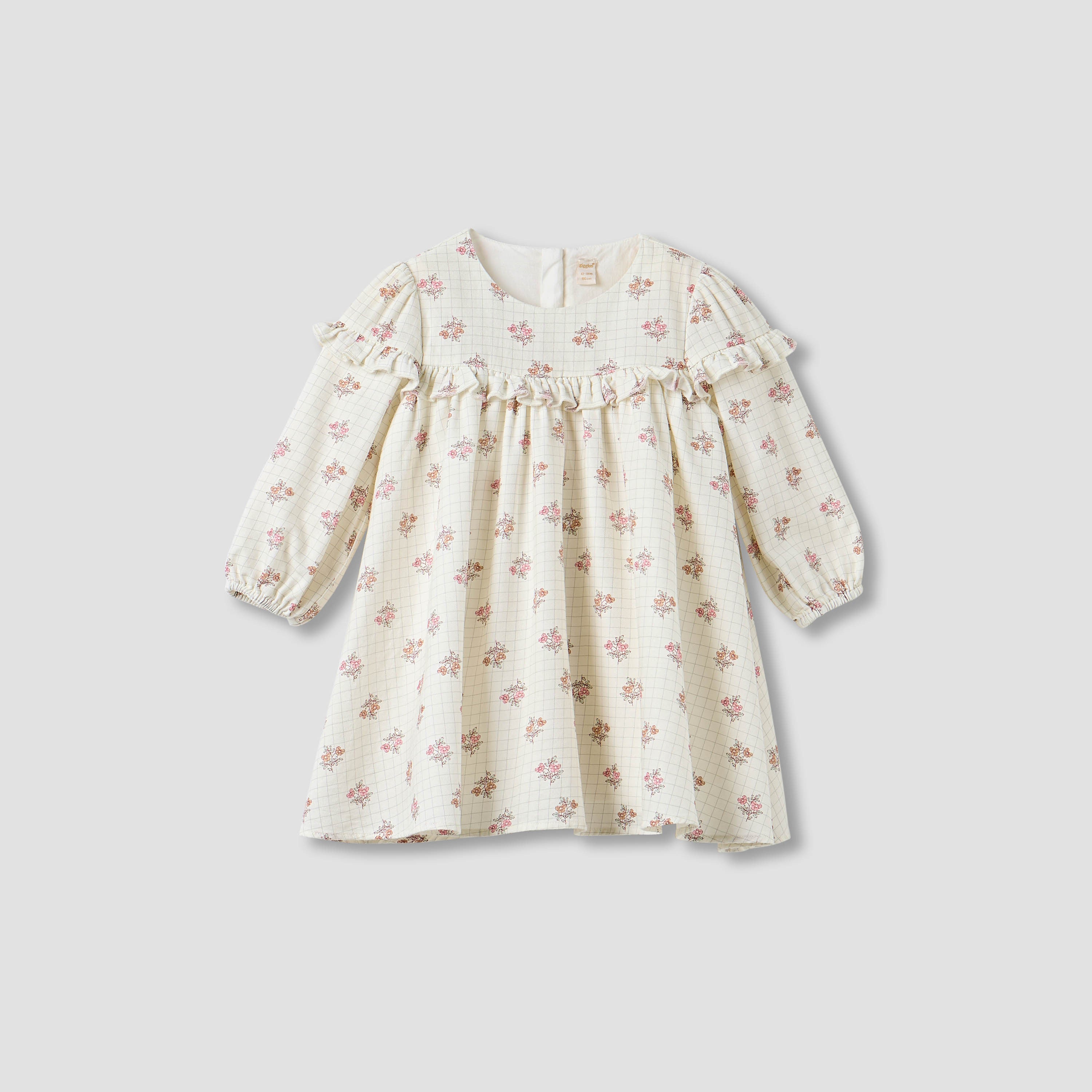 Giggles Floral Print Ruffle Dress and Tights Set