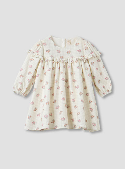 Giggles Floral Print Ruffle Dress and Tights Set-baby-girls-clothing-winterwear-dresses-image-2