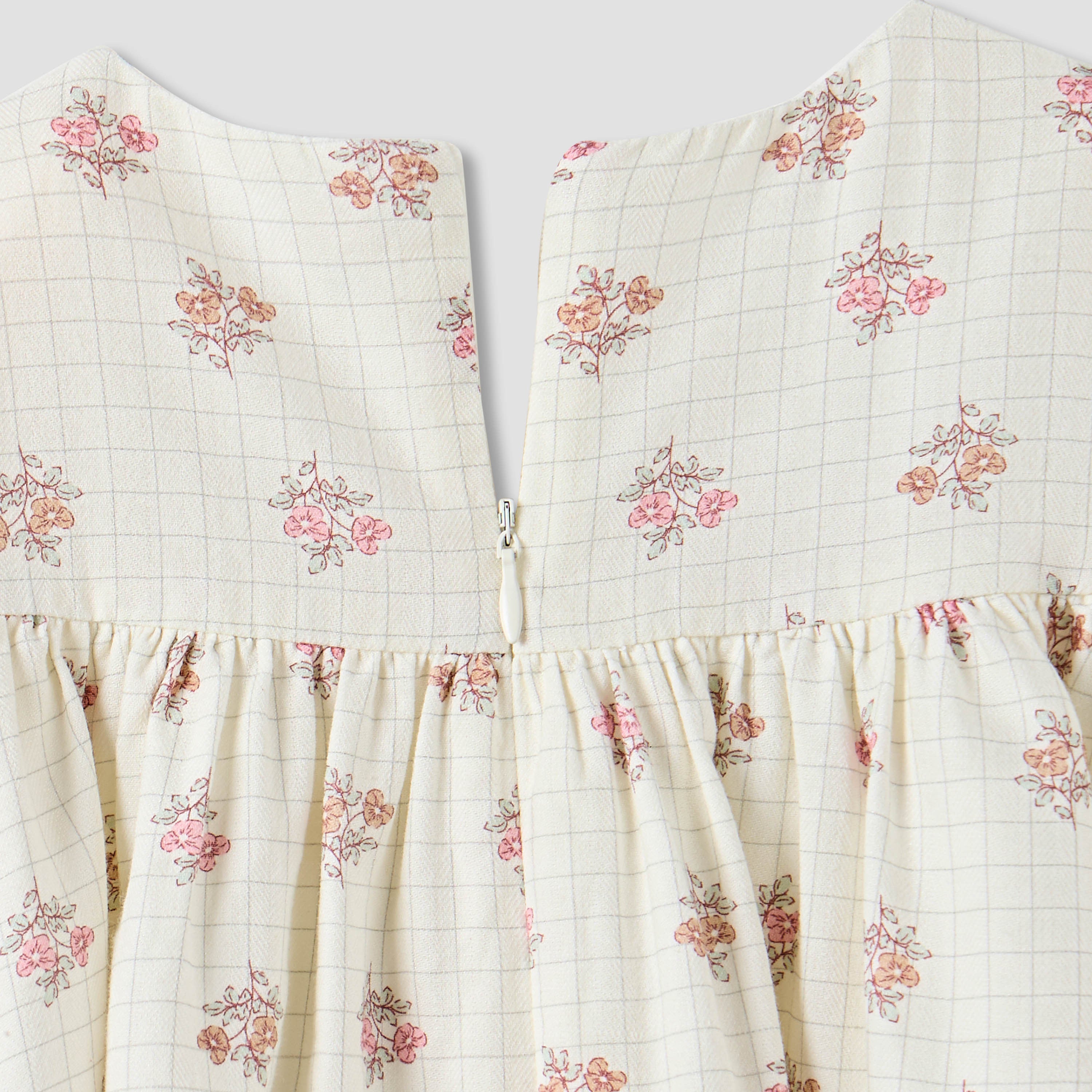 Giggles Floral Print Ruffle Dress and Tights Set