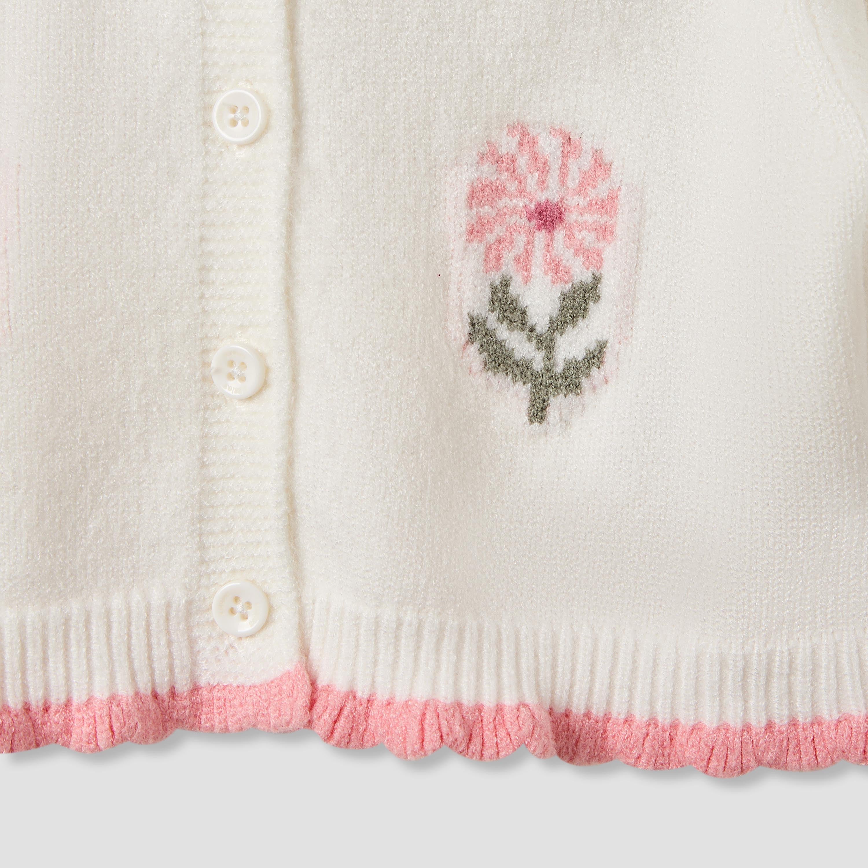 Giggles Floral Print Dress with Cardigan and Tights