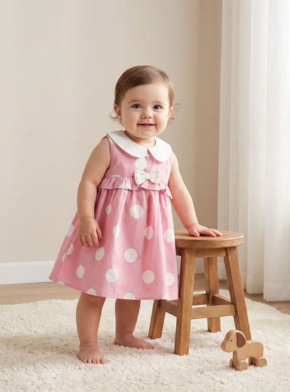 Giggles Peter Pan Collar Sleeveless A-line Dress with Polka Dot Print-baby-girls-clothing-dressesandjumpsuits-image-1