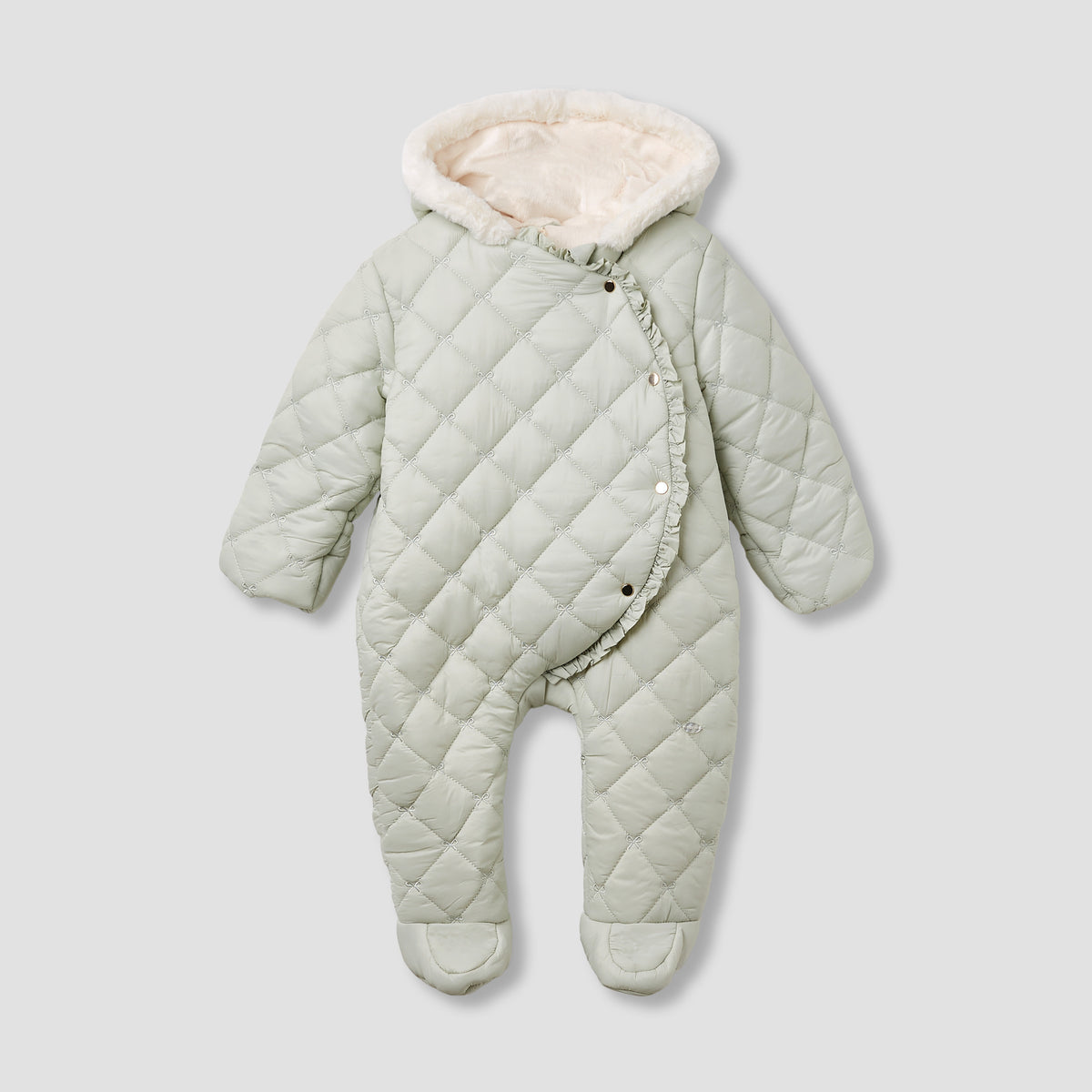 Giggles Quilted Closed Feet Coverall with Hood and Long Sleeves