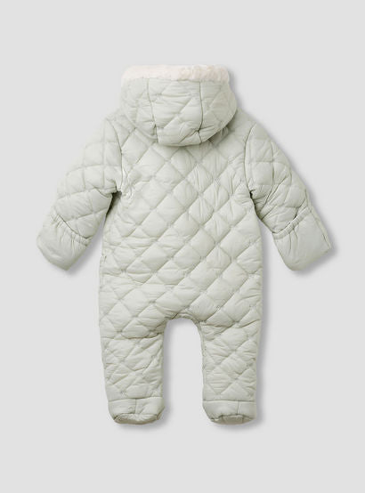 Giggles Quilted Closed Feet Coverall with Hood and Long Sleeves-baby-girls-clothing-winterwear-bodysuits-image-2