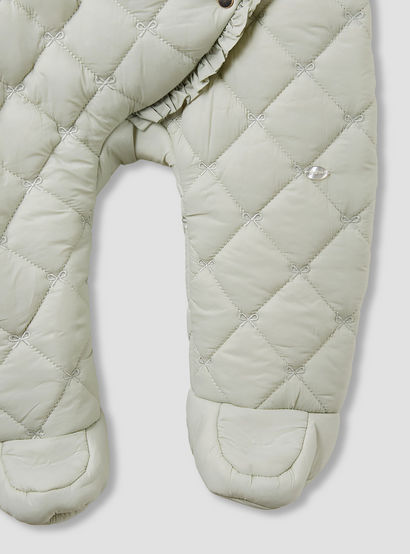 Giggles Quilted Closed Feet Coverall with Hood and Long Sleeves-baby-girls-clothing-winterwear-bodysuits-image-5