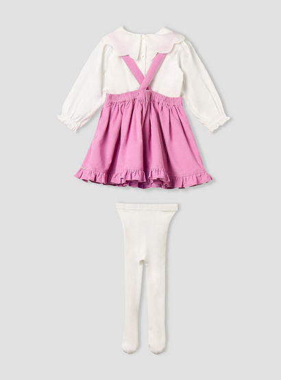 Giggles Collared Long Sleeves Top and Pinafore Dress with Tights-baby-girls-clothing-setsandcoords-image-3