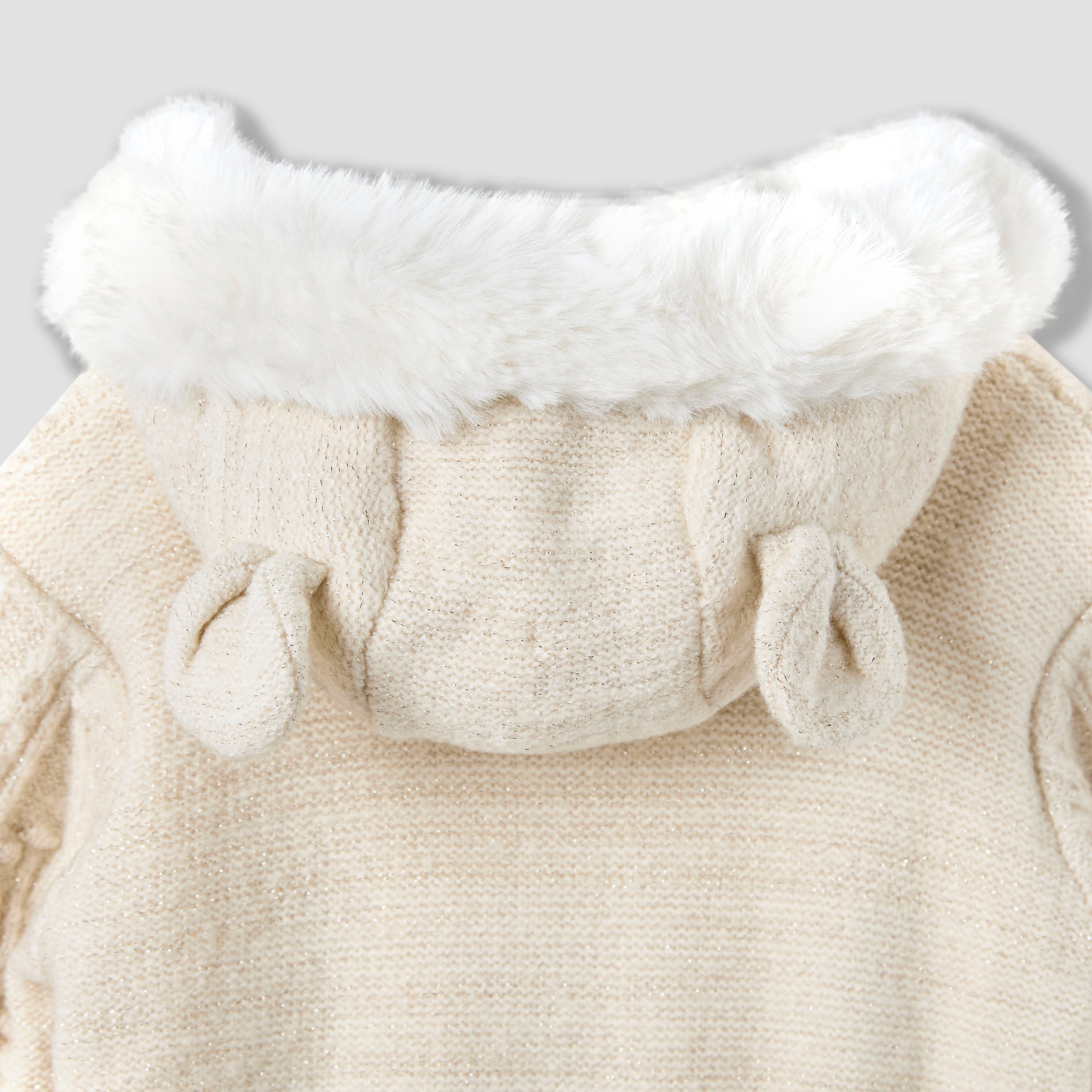 Giggles Textured Hooded Sleepsuit with Long Sleeves