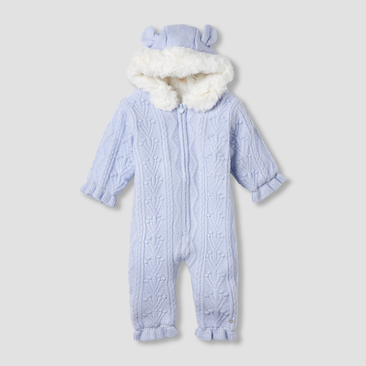 Giggles Textured Hooded Sleepsuit with Long Sleeves