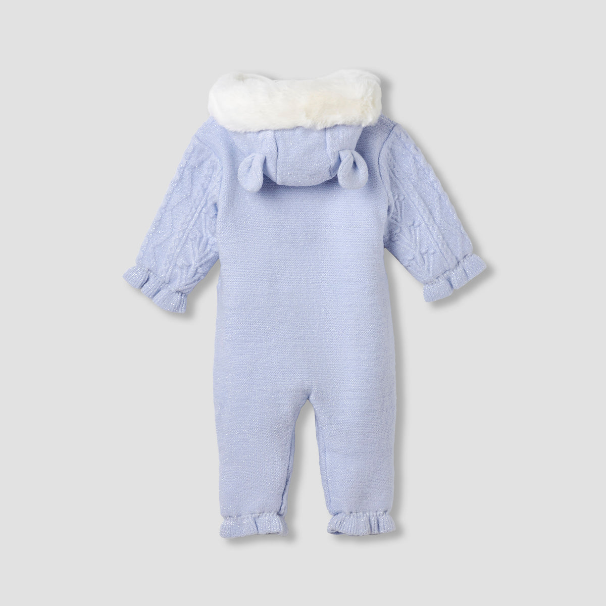 Giggles Textured Hooded Sleepsuit with Long Sleeves